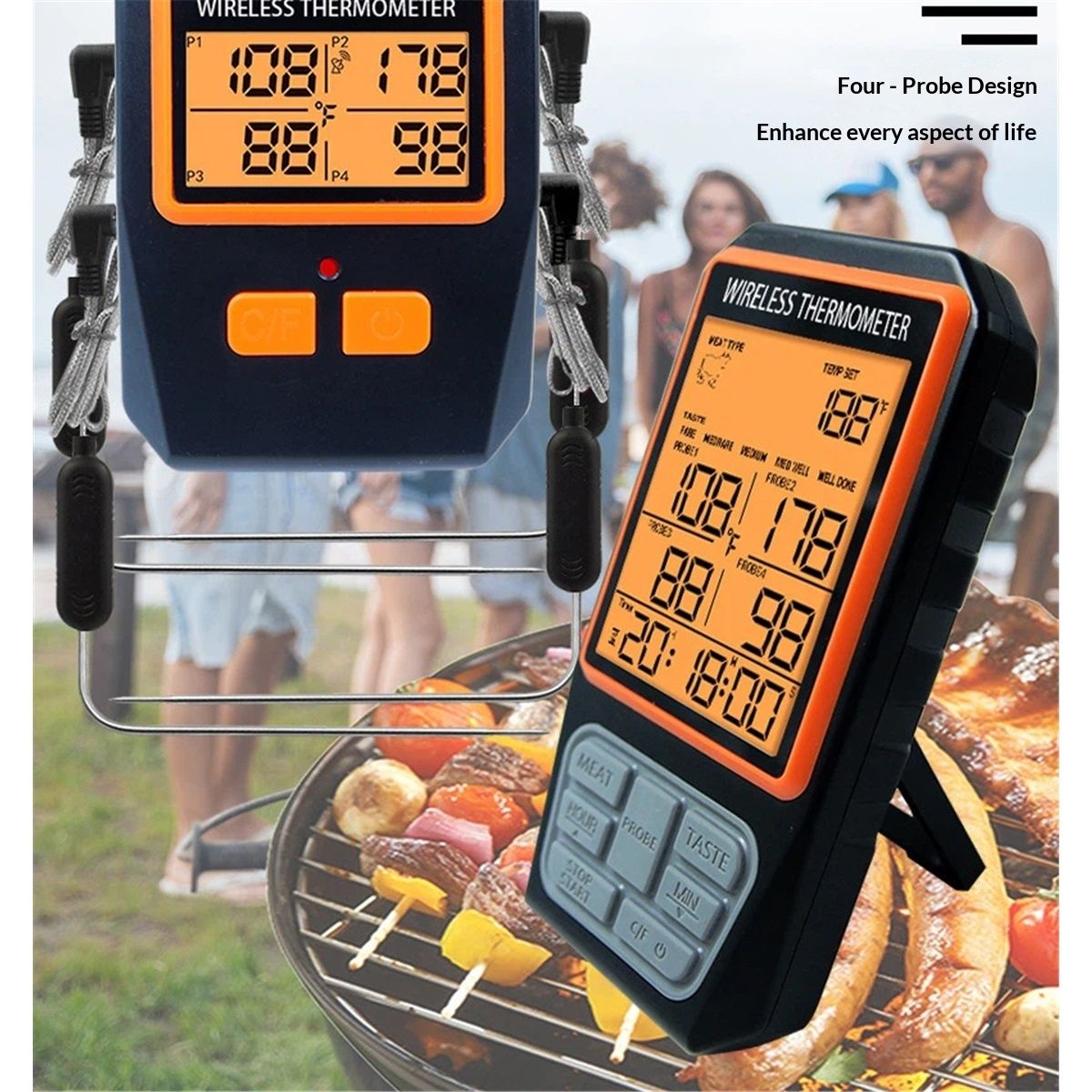 Long Range Wireless Meat Thermometer for Grilling and Smoking with 4 Probes BBQ Grill Kitchen Food Cooking Digital Thermometer for Meat - Image 3