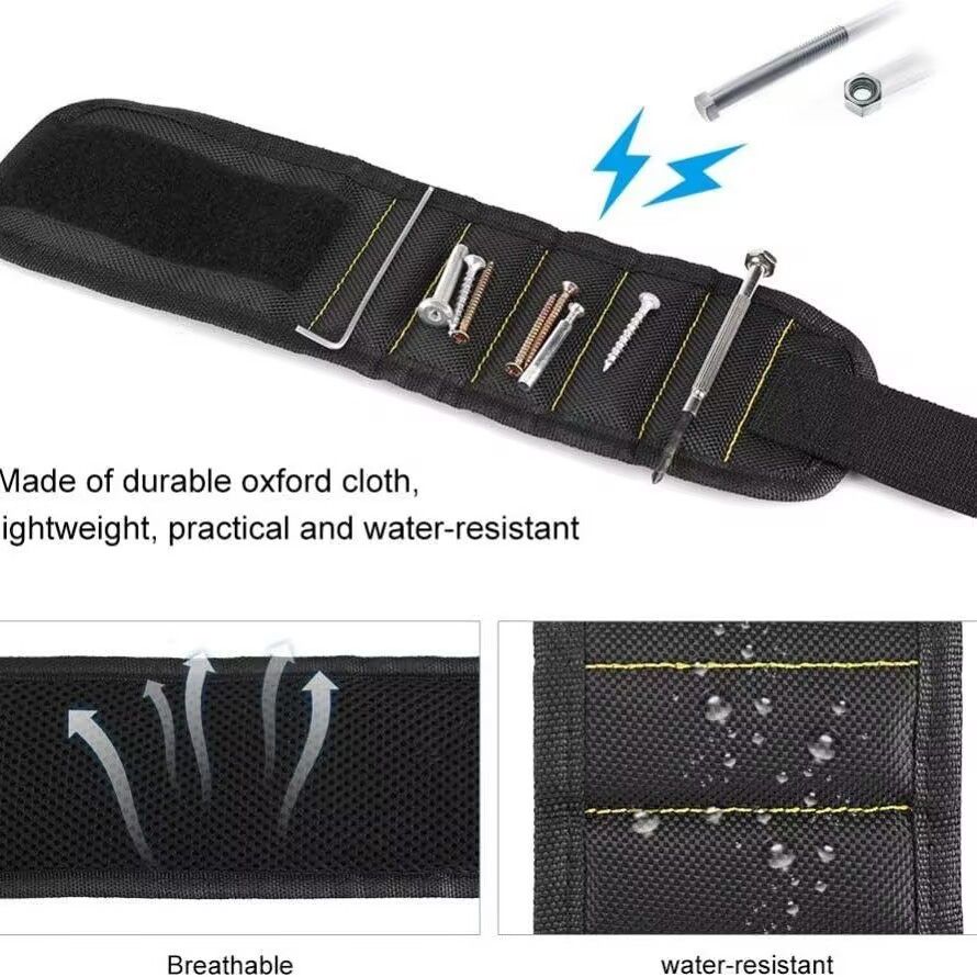 Magnetic Wristband by Wrap-It Storage - Black - Great Father Gift Wrist Magnet Tool Belt and Screw Holder（Black 5 rows with 10 magnets）Only wristband - Image 3