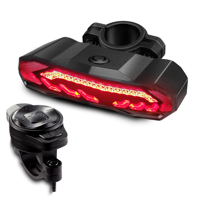 Smart Bike Tail Light with Turn Signals, Rechargeable Bicycle Horn Bike Alarm with Remote, Auto-Sensing Bike Turn Signals Light Alarm（Bracket remote control） - Image 1