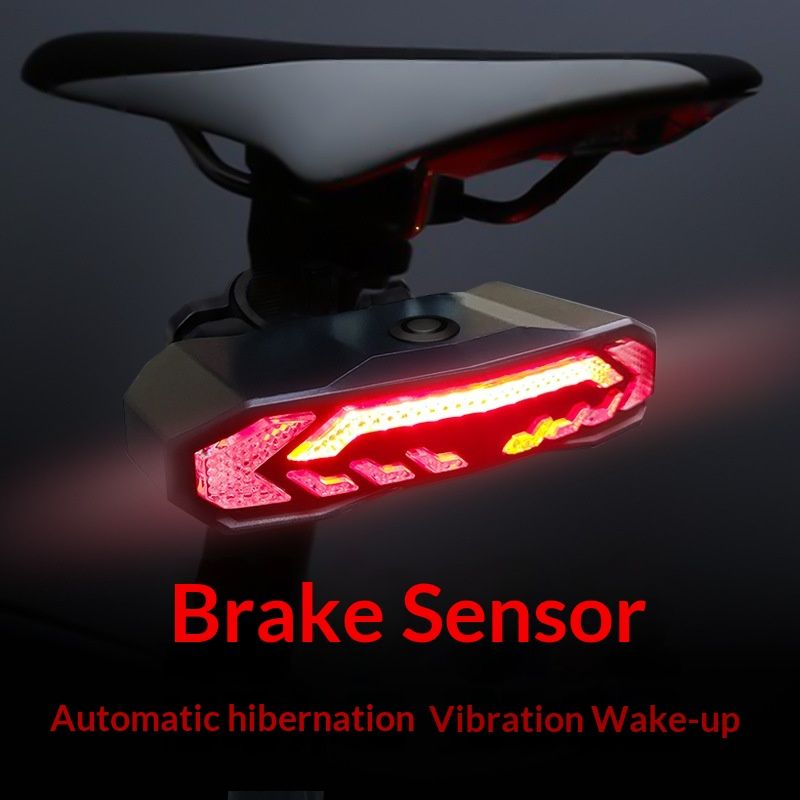 Smart Bike Tail Light with Turn Signals, Rechargeable Bicycle Horn Bike Alarm with Remote, Auto-Sensing Bike Turn Signals Light Alarm（Bracket remote control） - Image 2