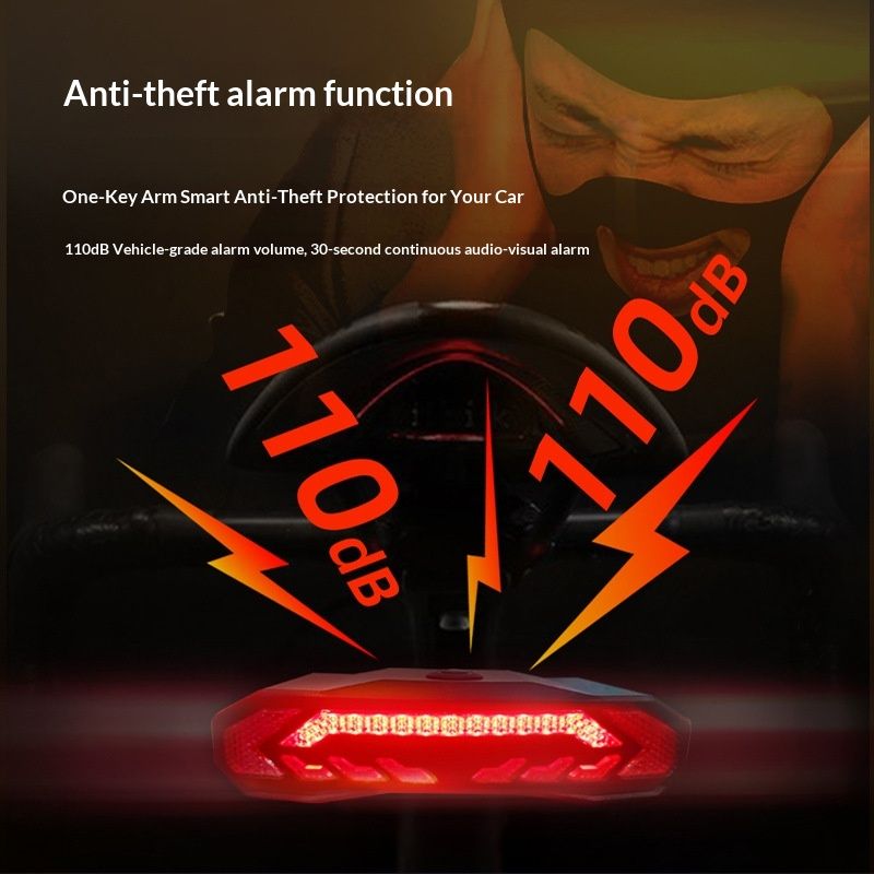 Smart Bike Tail Light with Turn Signals, Rechargeable Bicycle Horn Bike Alarm with Remote, Auto-Sensing Bike Turn Signals Light Alarm（Bracket remote control） - Image 3