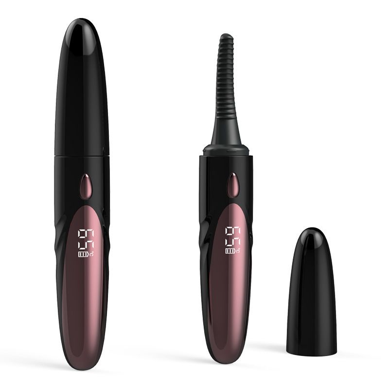 Heated Eyelash Curler Heated Lash Curler 24 Hours Long Lasting Electric Eyelash Curler Fast Heat Up Within 10s Heat Eye lash curlers for Women Rechargeable （Black silicone head） - Image 1