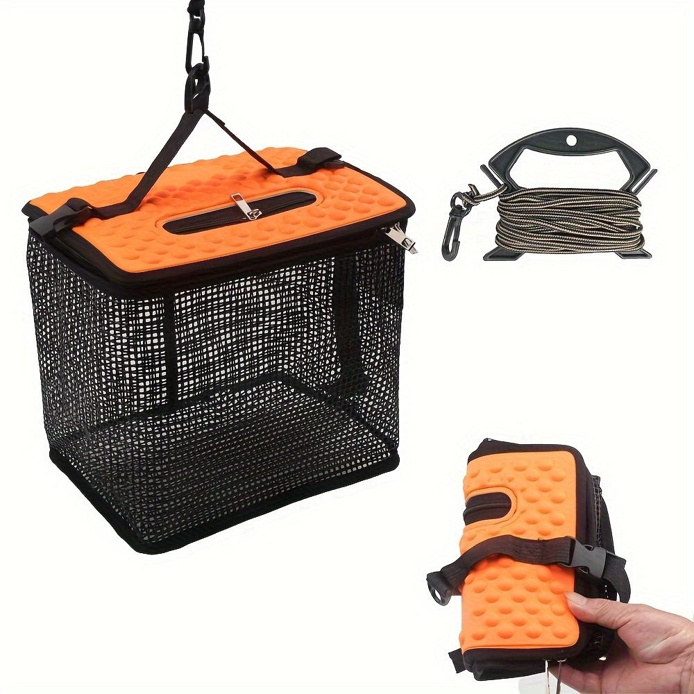 Floating Fish Basket for Live Caught,  Foldable Fishing Holder Bucket Portable Collapsible Fishing Net Storage Cage for Live Fish Bait Live Well（s） - Image 1