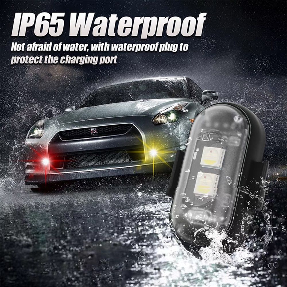 6PCS Wireless LED Lights for Car with Remote Control, Halloween Wireless LED Strobe Lights 8 Colors USB IP65 Waterproof Anti-Collision Warning Light for Car Interior Truck Drone Aircraft Bike - Image 2