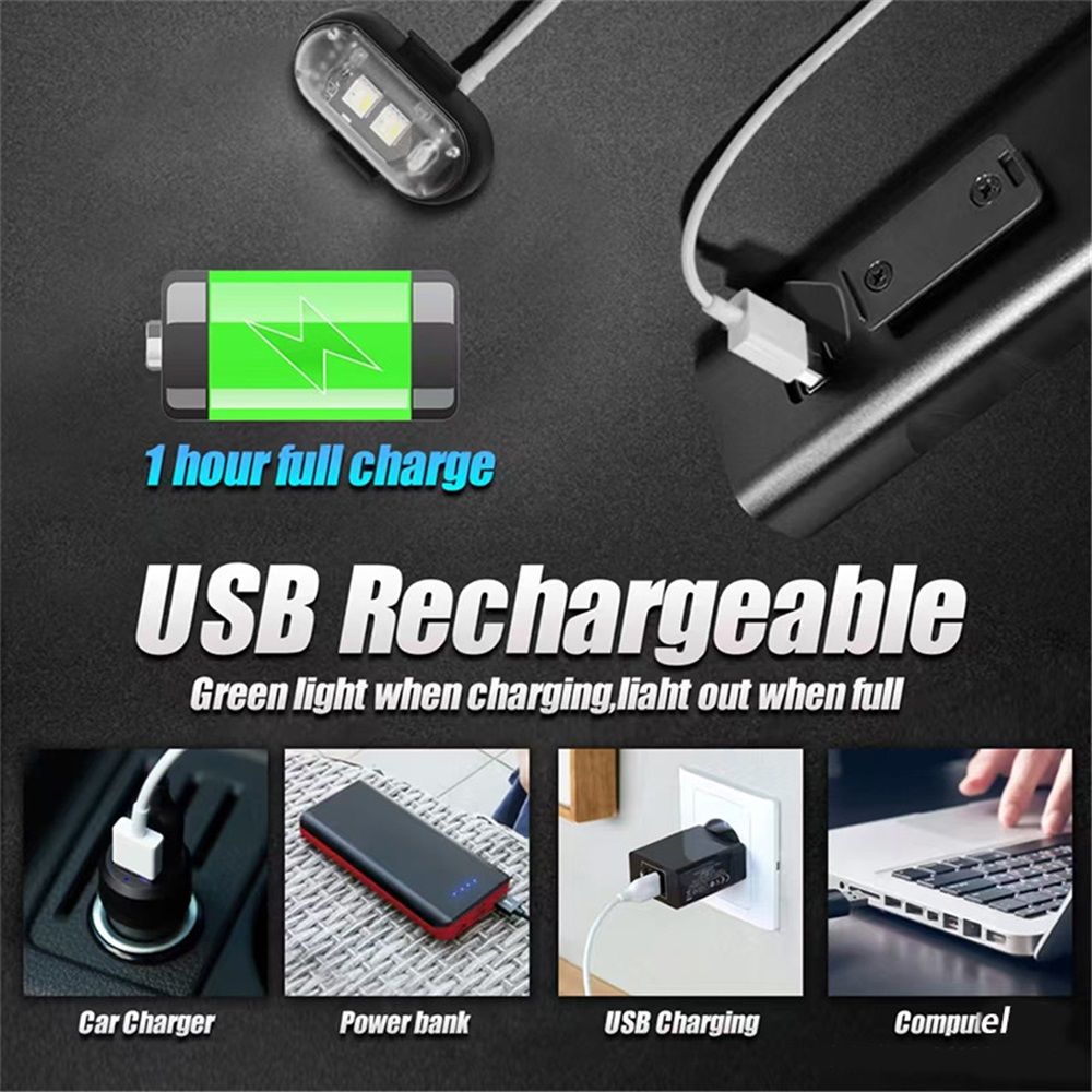 6PCS Wireless LED Lights for Car with Remote Control, Halloween Wireless LED Strobe Lights 8 Colors USB IP65 Waterproof Anti-Collision Warning Light for Car Interior Truck Drone Aircraft Bike - Image 3