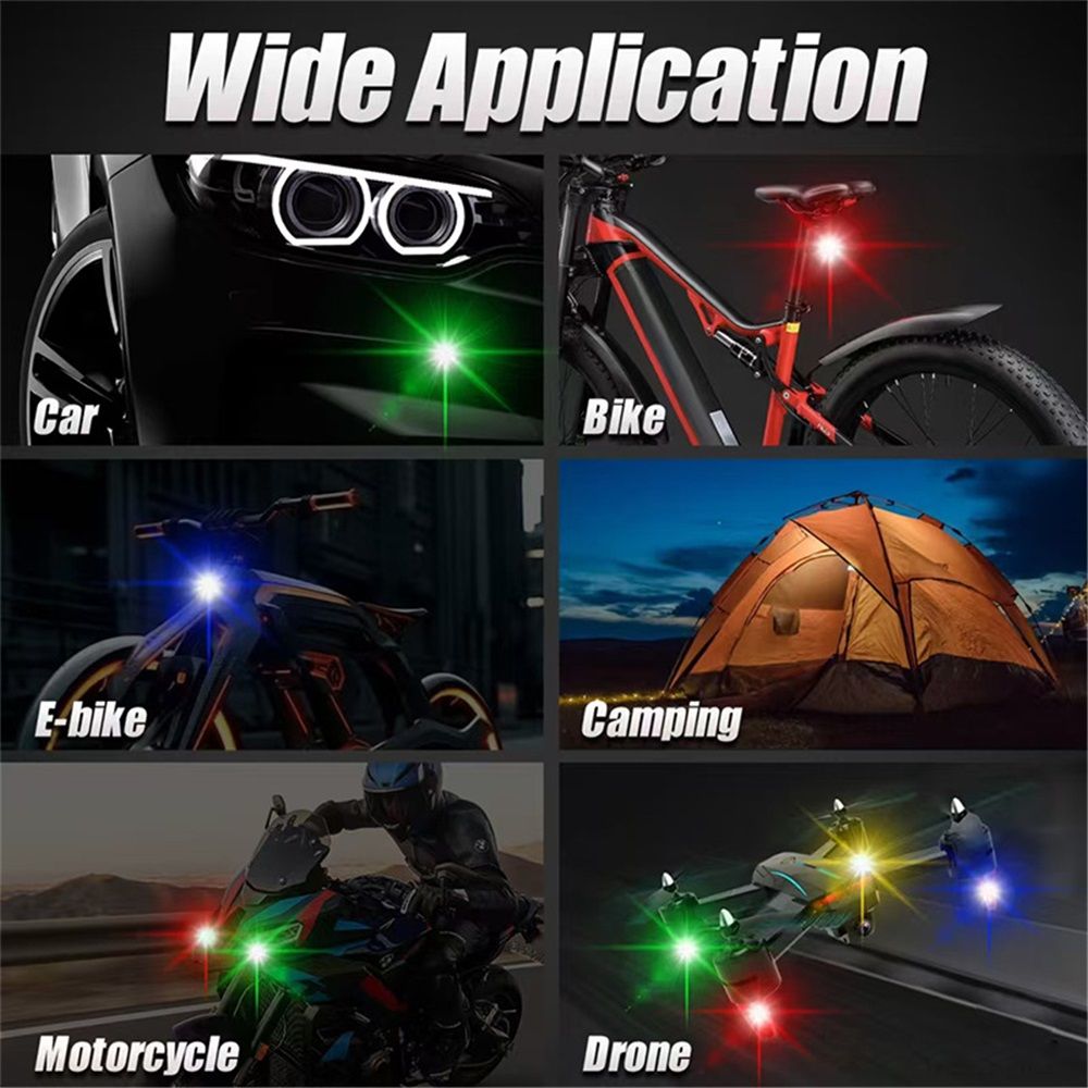 6PCS Wireless LED Lights for Car with Remote Control, Halloween Wireless LED Strobe Lights 8 Colors USB IP65 Waterproof Anti-Collision Warning Light for Car Interior Truck Drone Aircraft Bike - Image 4