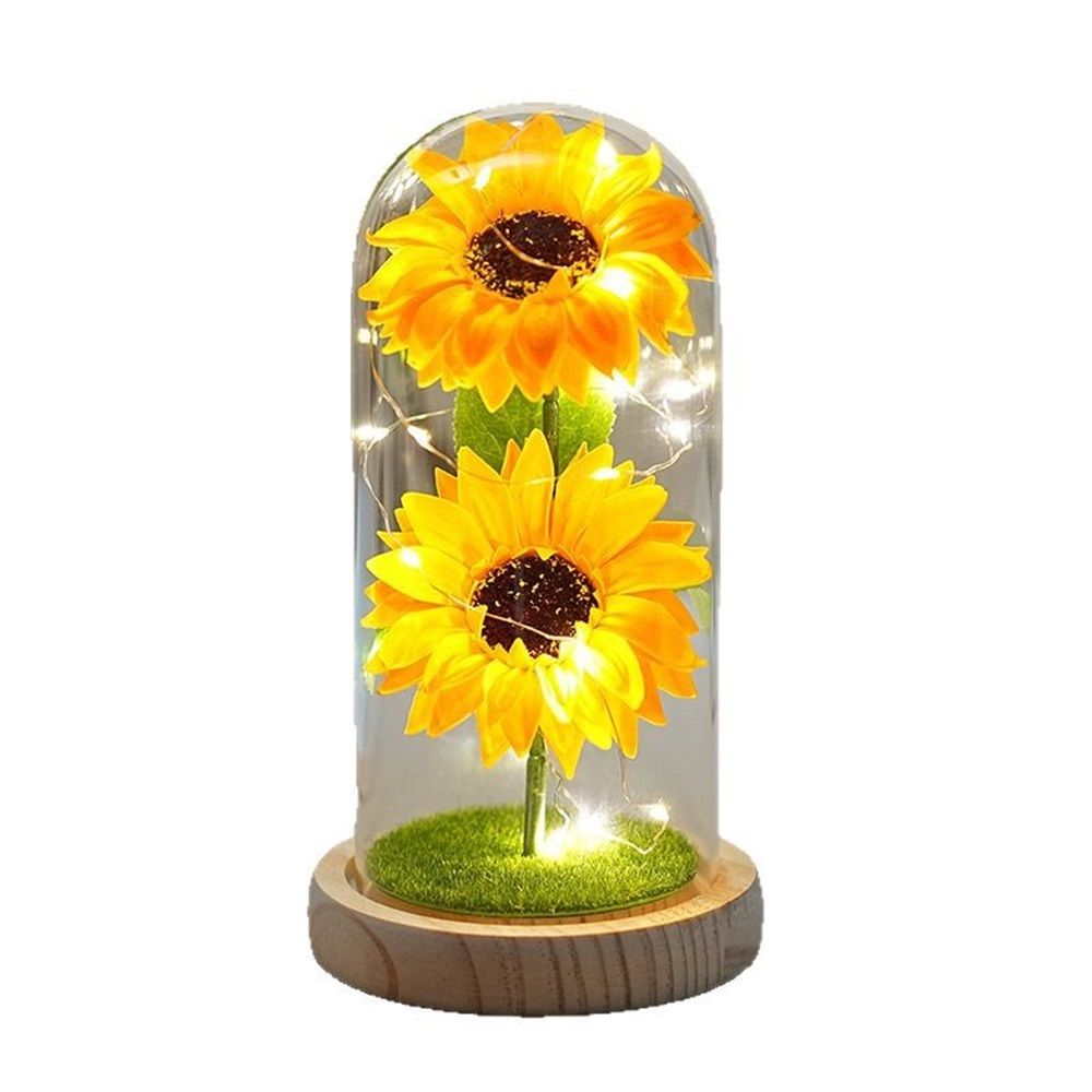 Sunflower Gift for Women,Sun Flowers Home Decor,Preserved Sunflower Bouquet in Glass Dome,Birthday Gifts for Her Mom - Image 1