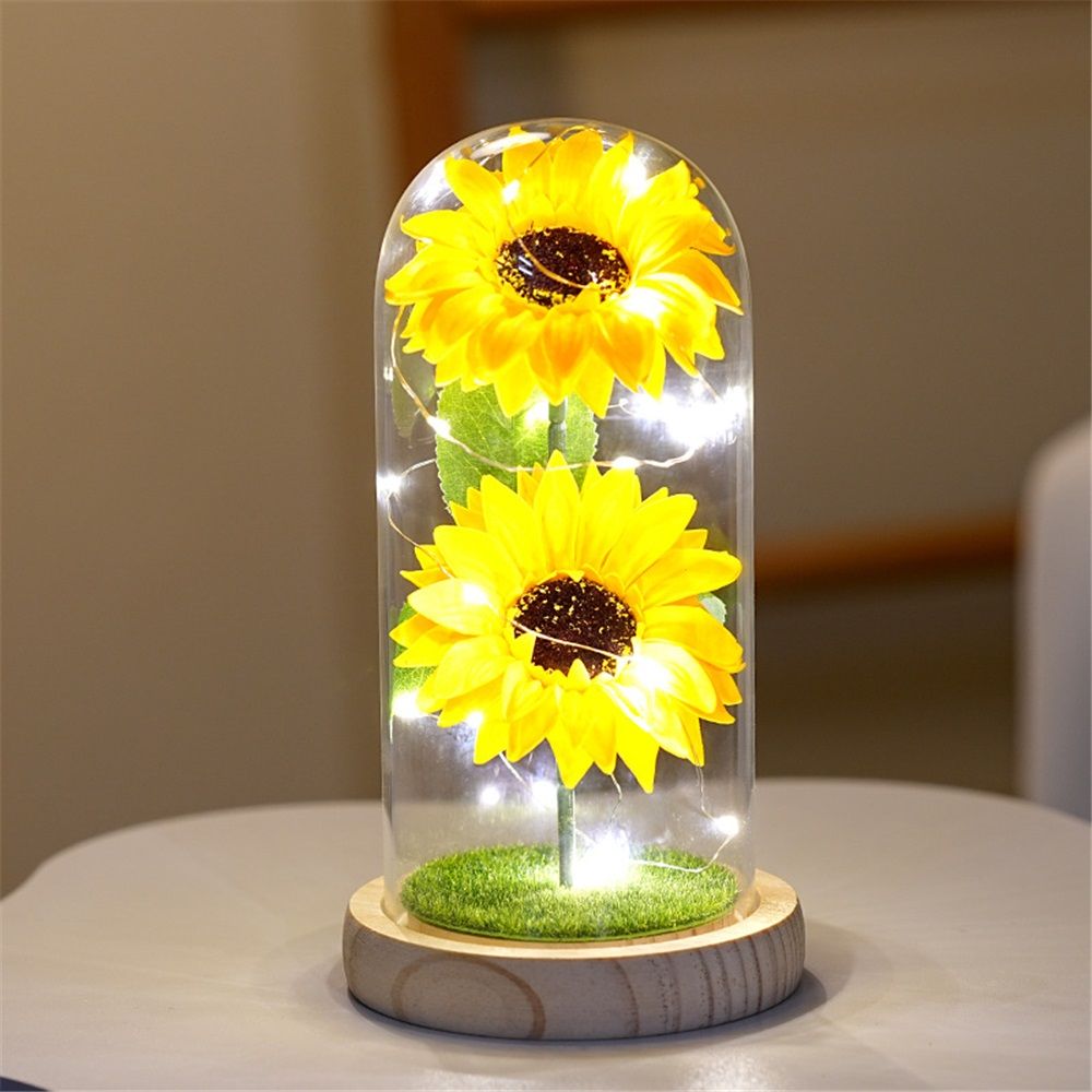 Sunflower Gift for Women,Sun Flowers Home Decor,Preserved Sunflower Bouquet in Glass Dome,Birthday Gifts for Her Mom - Image 4