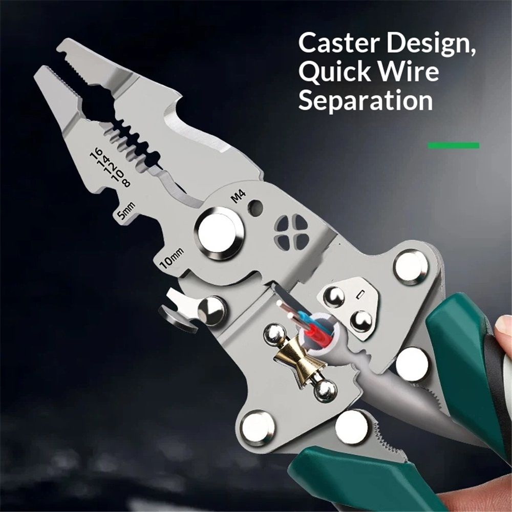 18 In 1 Foldable Wire Stripper,Multifunctional Foldable Wire Stripper Electrical Pliers,For Cutting And Pulling Wires Cable Scissors (A) - Image 2
