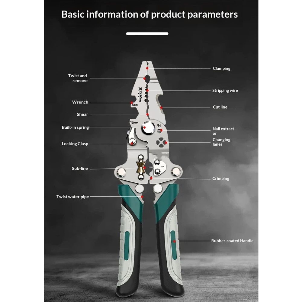18 In 1 Foldable Wire Stripper,Multifunctional Foldable Wire Stripper Electrical Pliers,For Cutting And Pulling Wires Cable Scissors (A) - Image 5