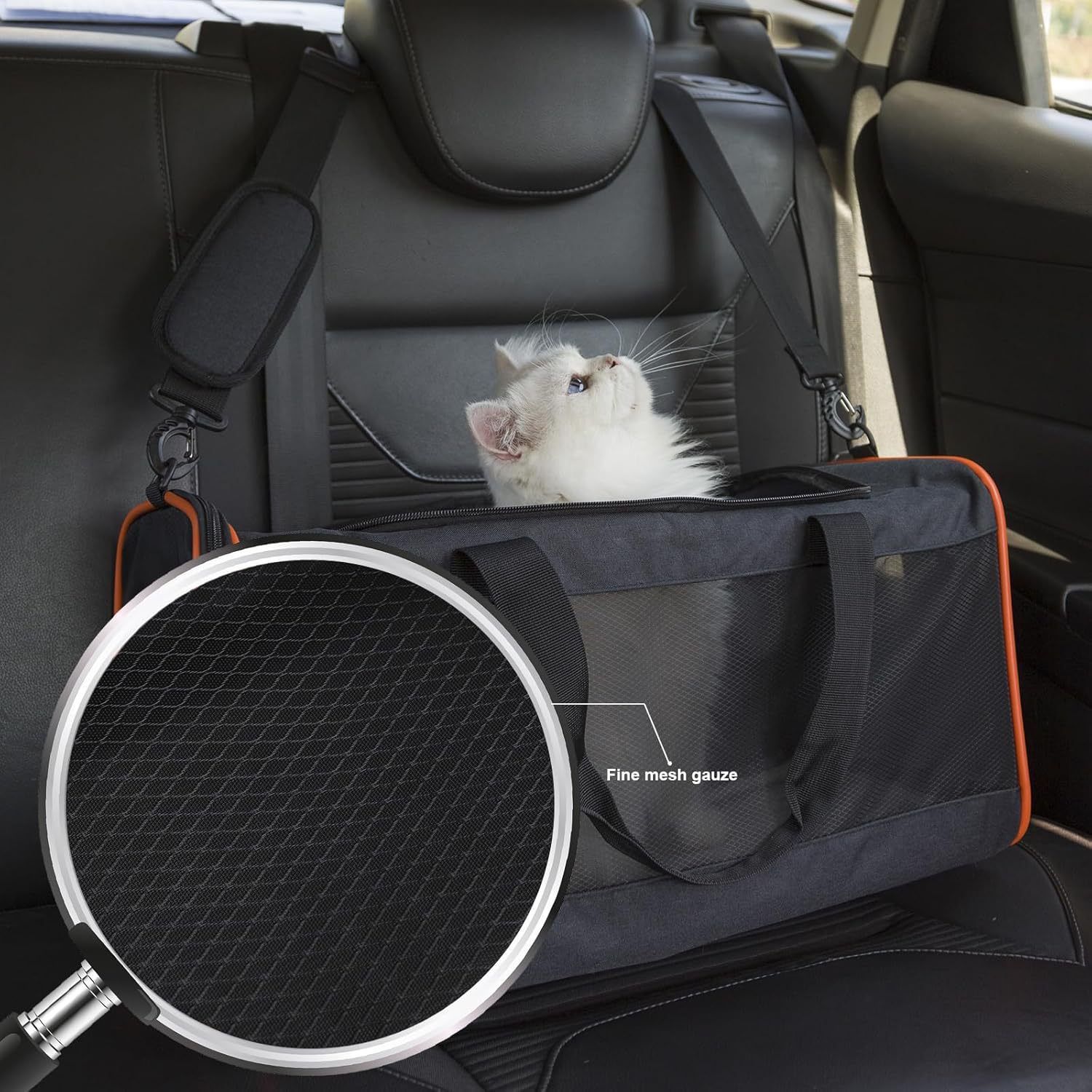 Cat Carriers for Large Cats 20 lbs+ Soft Pet Carrier for Small Dog/Durable 2 Kitty Travel Bag/Medium Big Cats Puppy 15 Pounds/Softside Cat Carrier Large(oniy bag) - Image 2