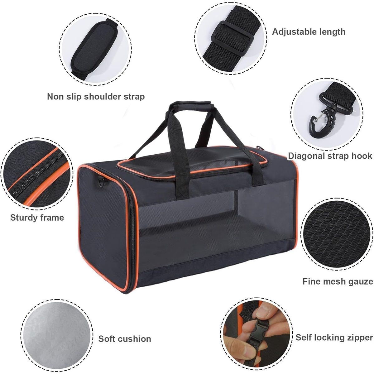 Cat Carriers for Large Cats 20 lbs+ Soft Pet Carrier for Small Dog/Durable 2 Kitty Travel Bag/Medium Big Cats Puppy 15 Pounds/Softside Cat Carrier Large(oniy bag) - Image 4