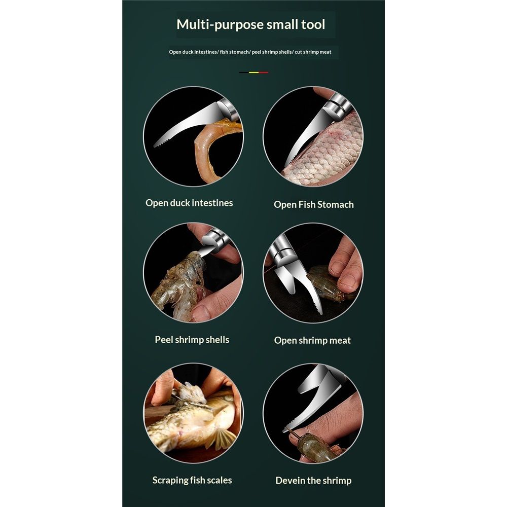 4 pack 5 In 1 Multifunctional Shrimp Line Fish Maw Knife, New Stainless Steel Shrimp Deveining Tool Fish Scale Remover, Portable Shrimp Deveiner Tool and Peeler, Oyster Shucking Knife for Kitchen - Image 4