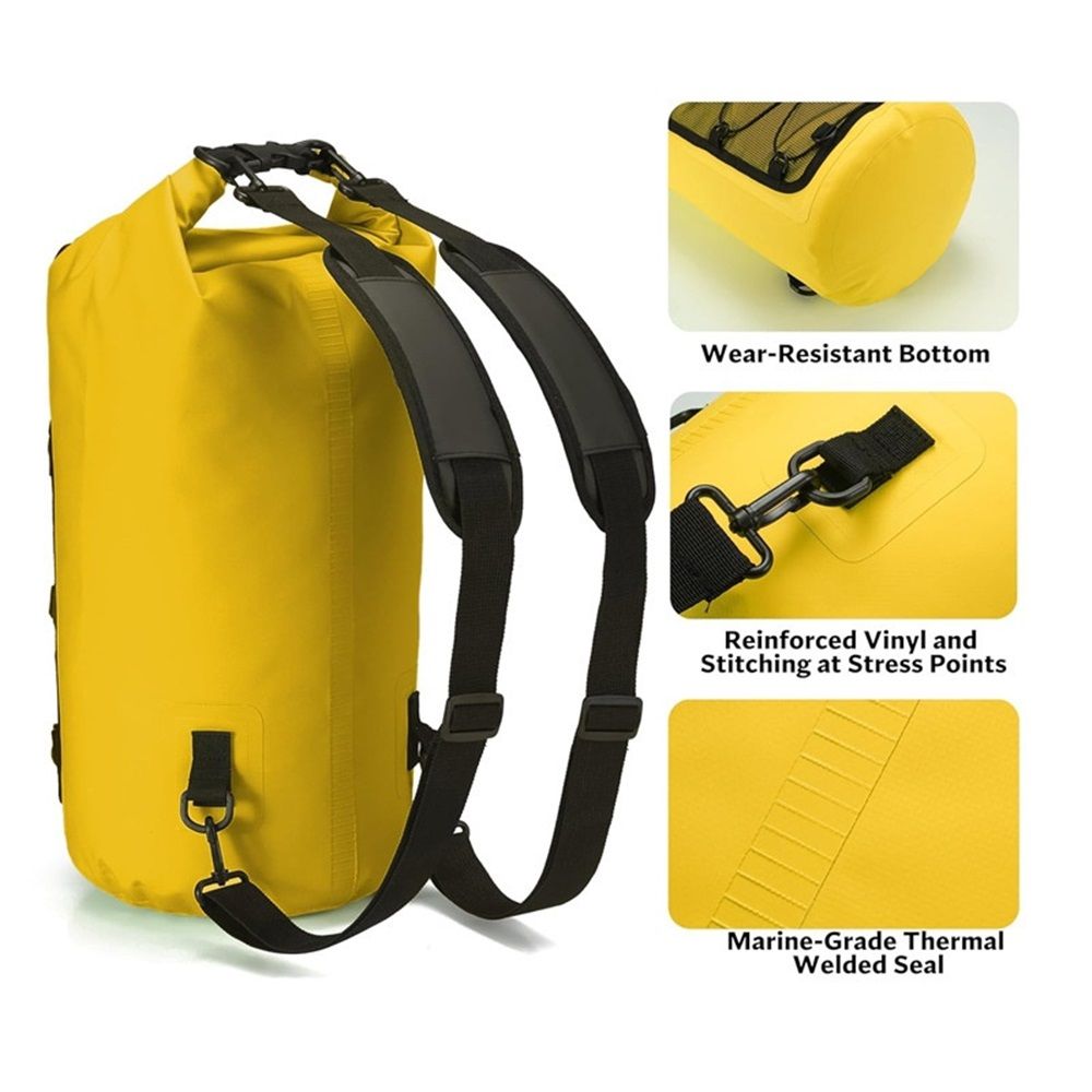 Dry Bag, Waterproof Floating Backpack 20L Case for Boating, Kayaking, Fishing, swimming, beach and outdoor activities (yellow) - Image 2