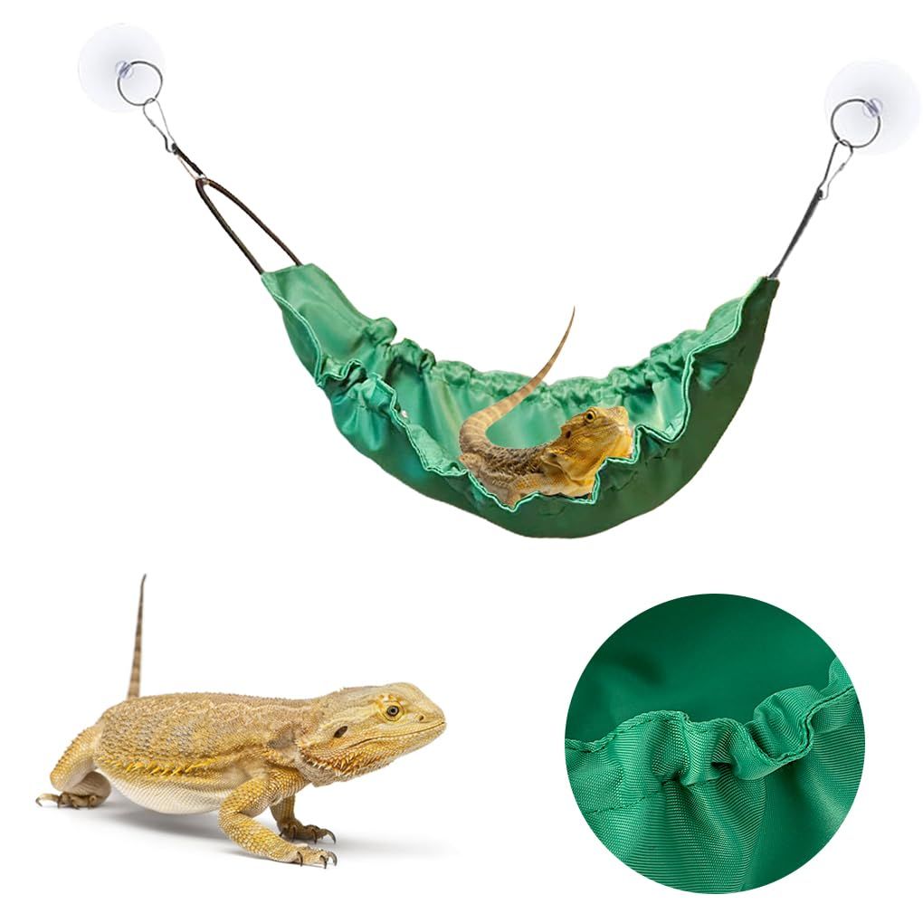 2 pack Reptology Lizard Hammock with Suction Cups Bearded Dragon Tank Accessories Reptile Lounger for Chameleon, Snakes, Hamster - Image 1