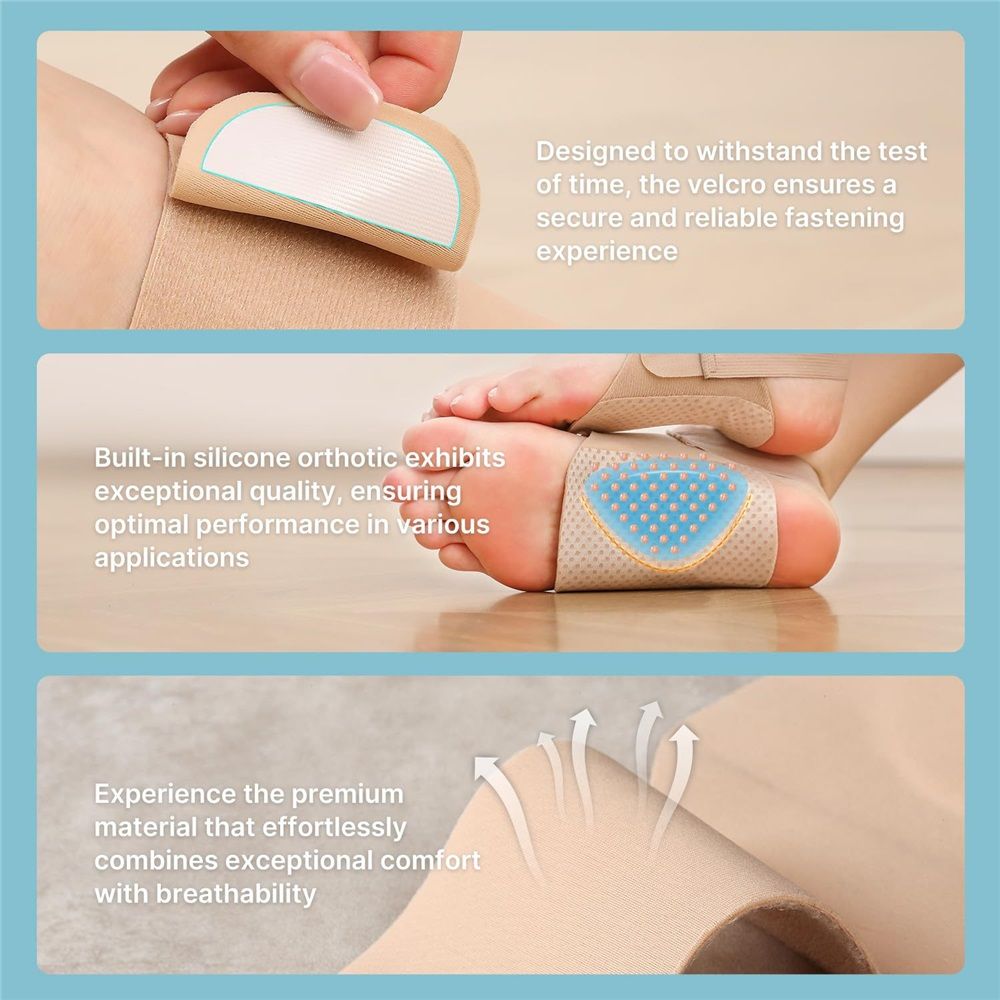 1 pair Foot Arch Support Brace - Non-Slip Wearable Foot Arch Supports for Plantar Fasciitis Relief, Foot Arch Pain Relief for Women & Men - Built-In Orthotics for Flat Feet, Fallen Arches - Image 2