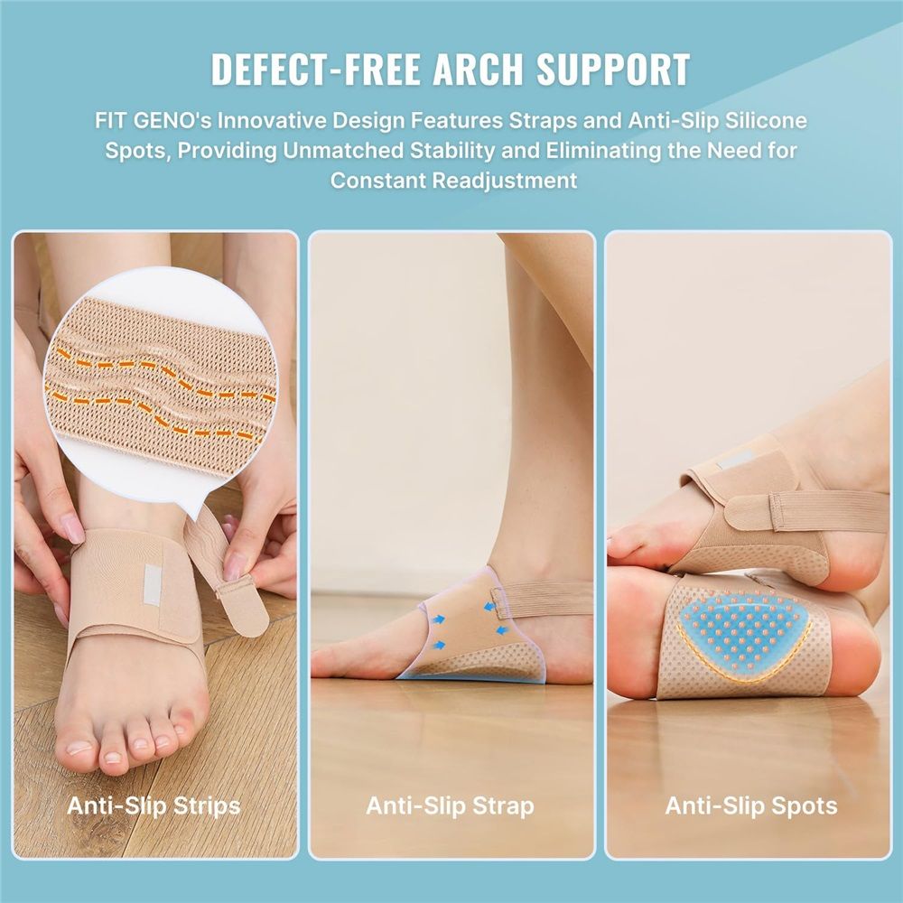 1 pair Foot Arch Support Brace - Non-Slip Wearable Foot Arch Supports for Plantar Fasciitis Relief, Foot Arch Pain Relief for Women & Men - Built-In Orthotics for Flat Feet, Fallen Arches - Image 3