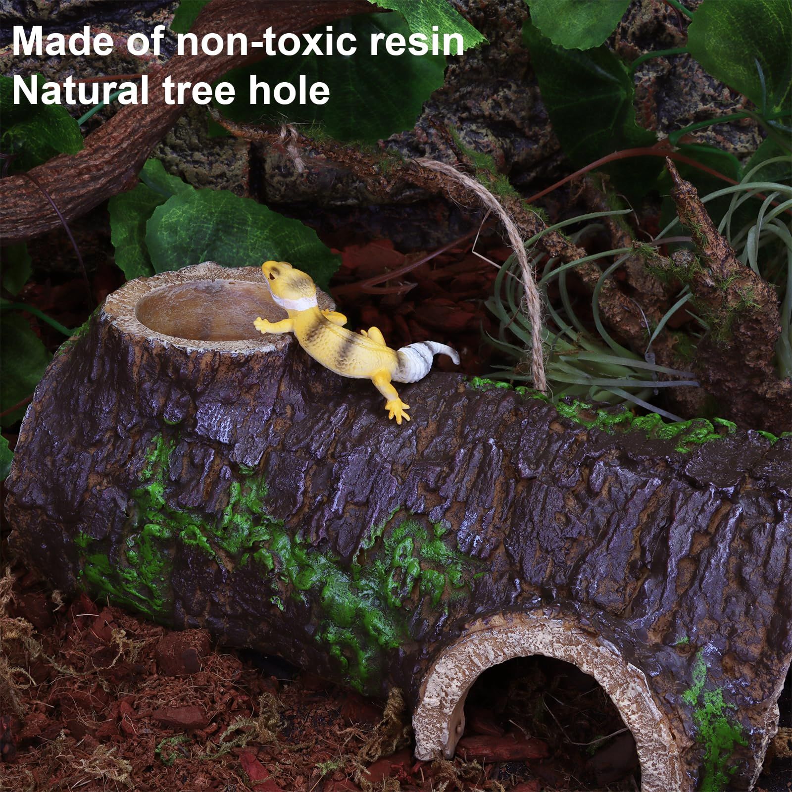 Reptile Gecko Hide Cave Natural Looking Basking Platform Terrarium Decor Resin Hollow Hide Cave for Lizard Leopard Gecko Accessories - Image 4