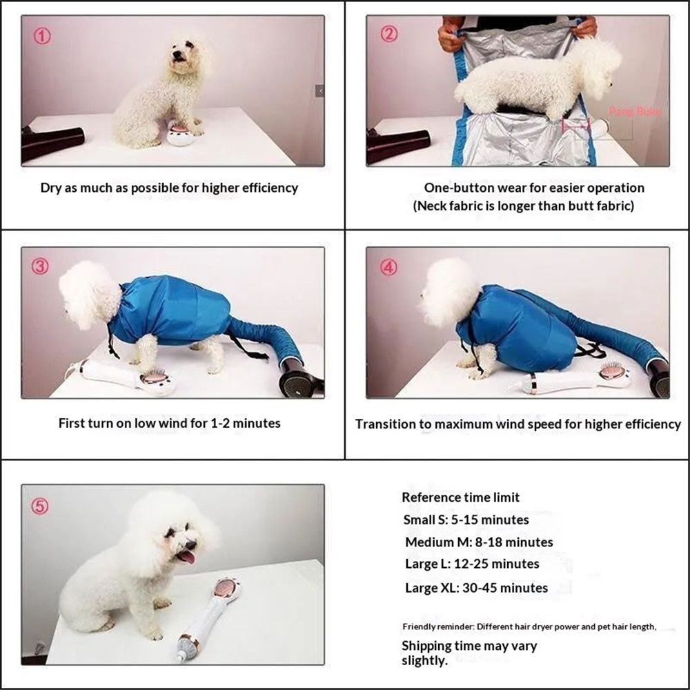 Pet Dog Dryer, Protable Fast Easy Blower Professional Tool Hair Pet Low Noise Puff and Fluff Bath Grooming - L - Image 4