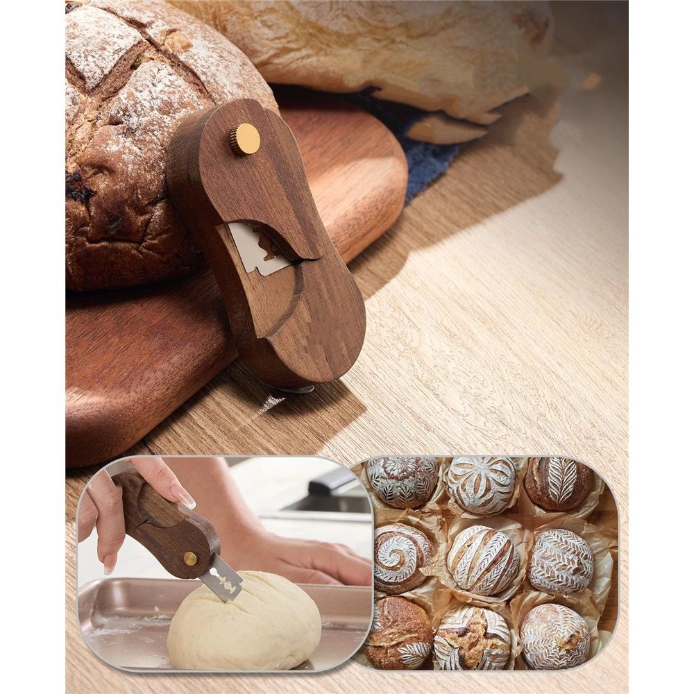 2 pack Wooden Bread Lame Dough Scoring Tool,Hand Crafted Sourdough Lame Scoring Tool,Bread Scorer Tool for Homemade Bread Baking,Dough Scoring Bread Knife with 2*10pcs Razor Blades - Image 4