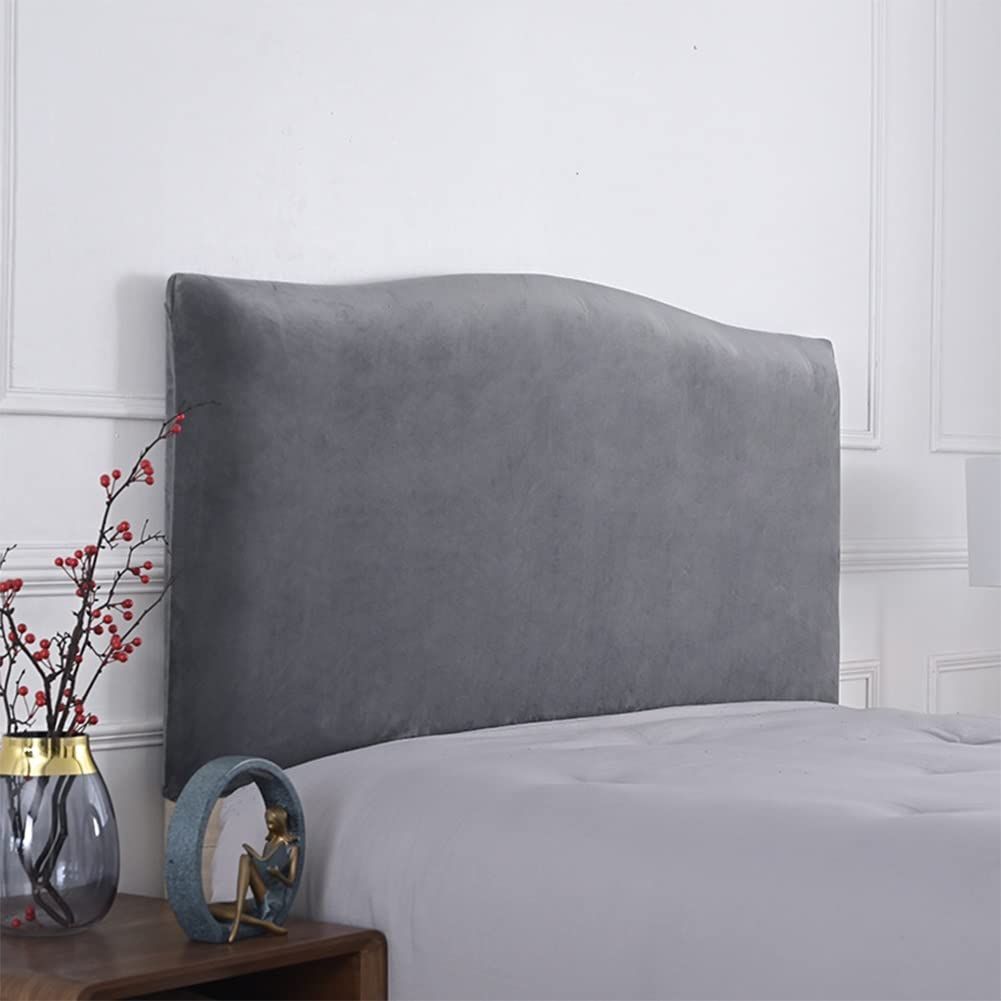 Velvet Bed Headboard Cover for Queen King Full Size, Stretch Headboard Slipcover Soft Dustproof Protector Cover Bed Head Cover for Bedroom (Grey,210-240cm(83-94in)) - Image 1