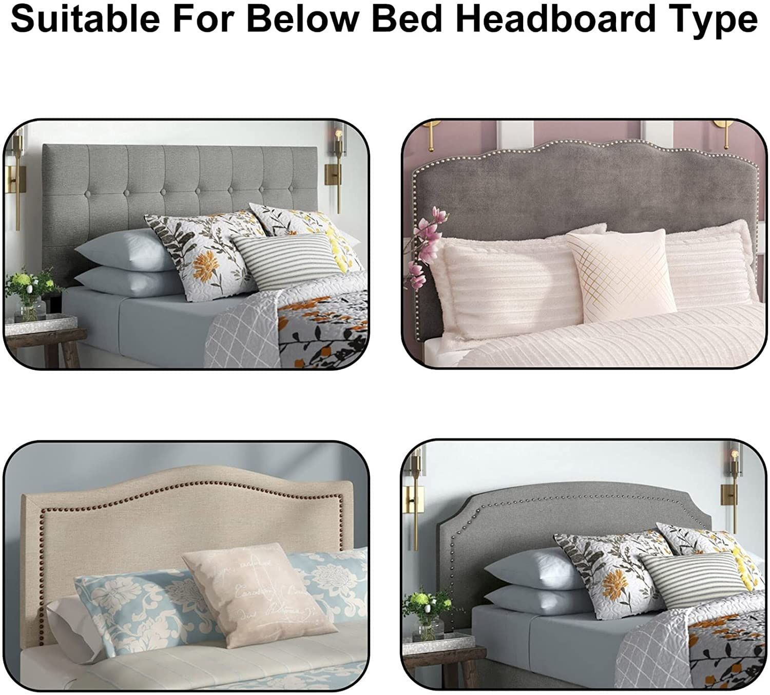 Velvet Bed Headboard Cover for Queen King Full Size, Stretch Headboard Slipcover Soft Dustproof Protector Cover Bed Head Cover for Bedroom (Grey,210-240cm(83-94in)) - Image 4
