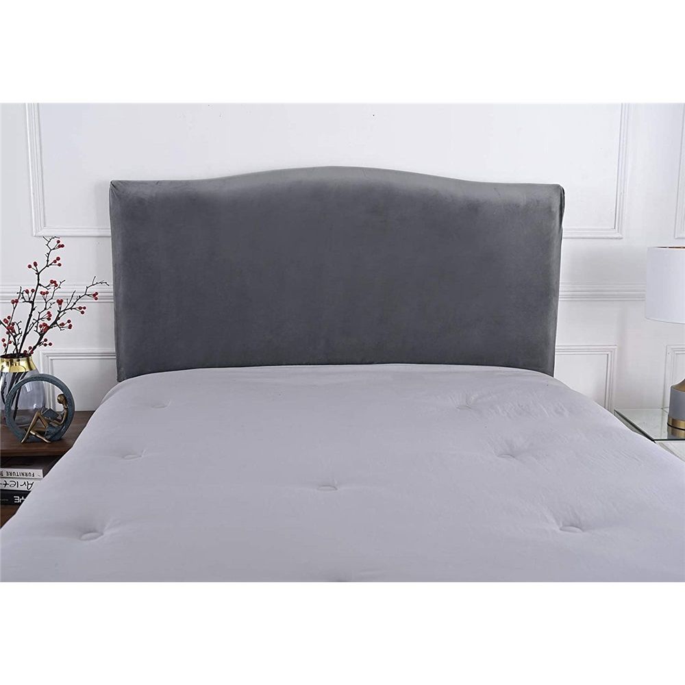 Velvet Bed Headboard Cover for Queen King Full Size, Stretch Headboard Slipcover Soft Dustproof Protector Cover Bed Head Cover for Bedroom (Grey,210-240cm(83-94in)) - Image 5