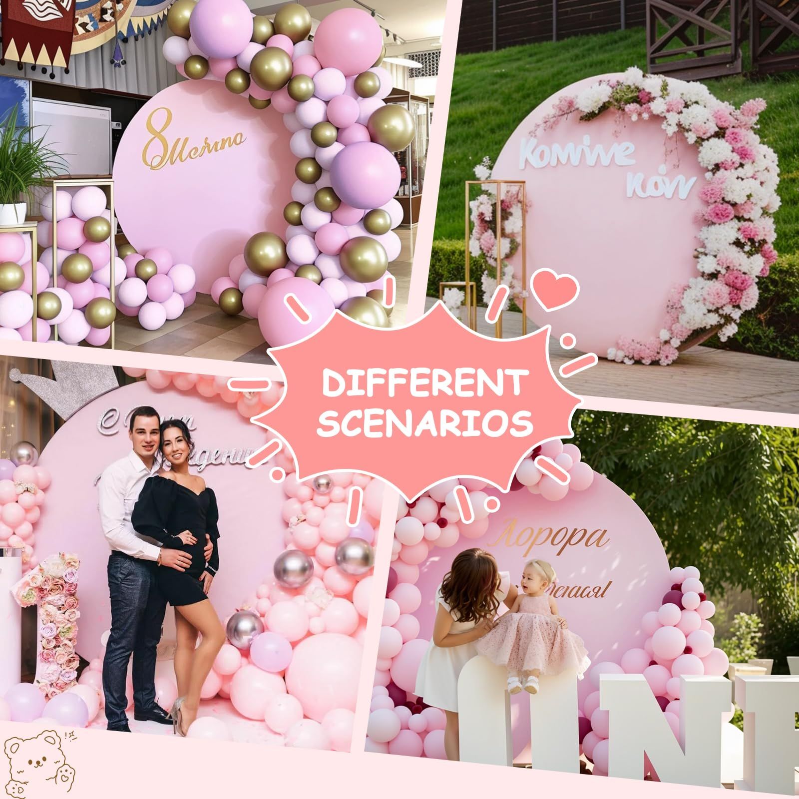 Round Backdrop Cover - 7.2x7.2ft Pink Circle Cover Round Photography Background for Birthday Party Baby Shower Wedding Decorations - Image 4