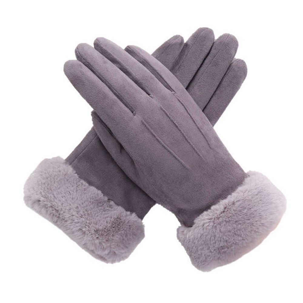 Women Winter Warm Touch Screen Soft Windproof Lined Thick Gloves for Snow Skiing in Clod Weather grey - Image 1