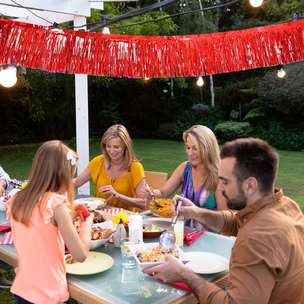 10 Pack 10 Feet Red Foil Fringe Garland Metallic Tassle Banner Wall Hanging Tinsel Streamers Backdrop for Parade Floats, Bachelorette, Wedding, Birthday, Halloween, Christmas Party Decorations - Image 3