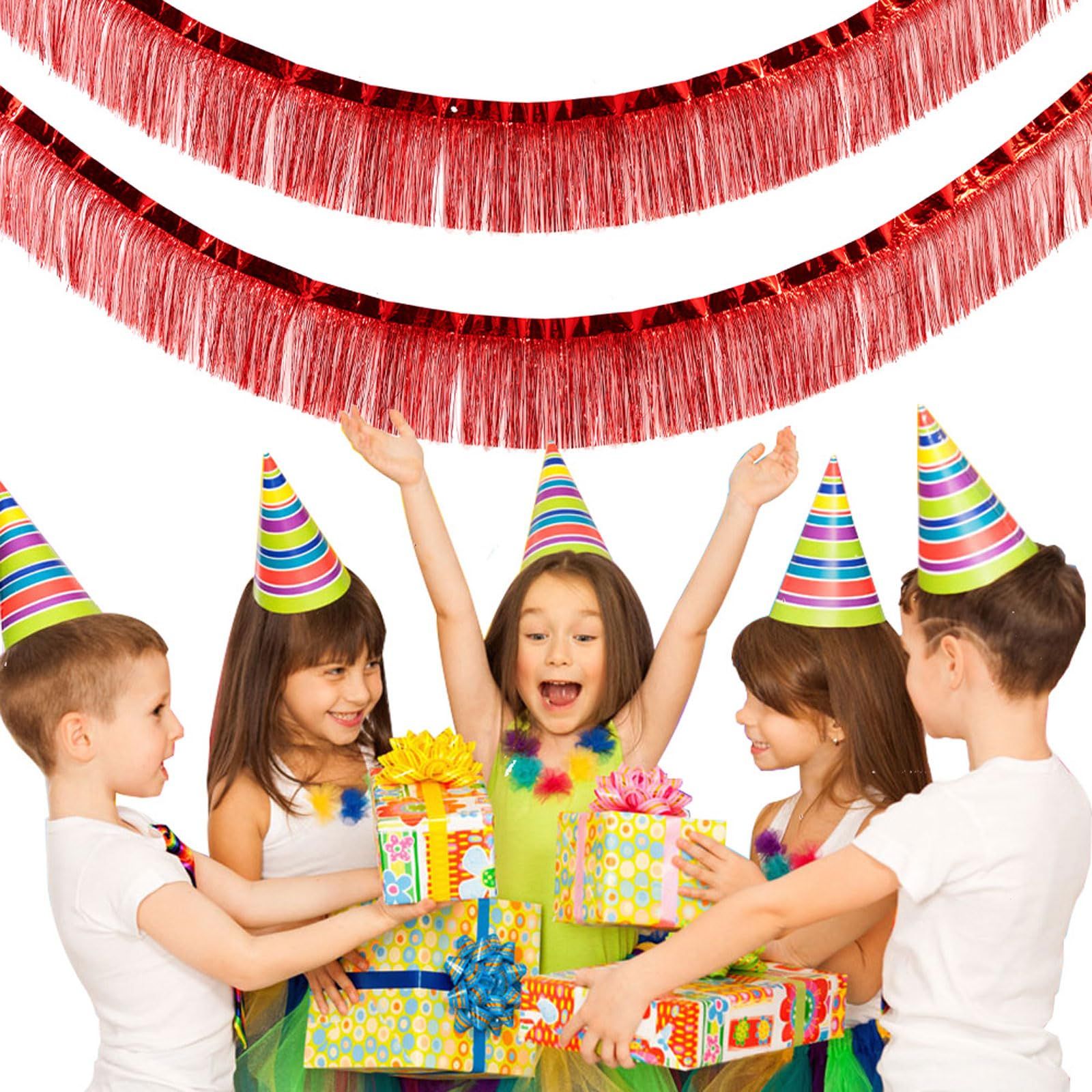 10 Pack 10 Feet Red Foil Fringe Garland Metallic Tassle Banner Wall Hanging Tinsel Streamers Backdrop for Parade Floats, Bachelorette, Wedding, Birthday, Halloween, Christmas Party Decorations - Image 4
