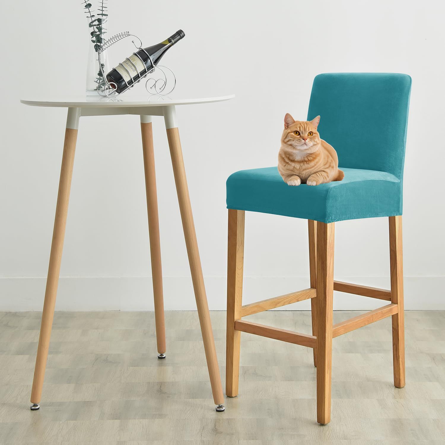Stretch Removable Washable Dining Room Chair Covers,Bar Stool Covers,Barstool Chair Slipcovers Pub Counter Seat Cover (,Set of 2)Excluding chairs - Image 2