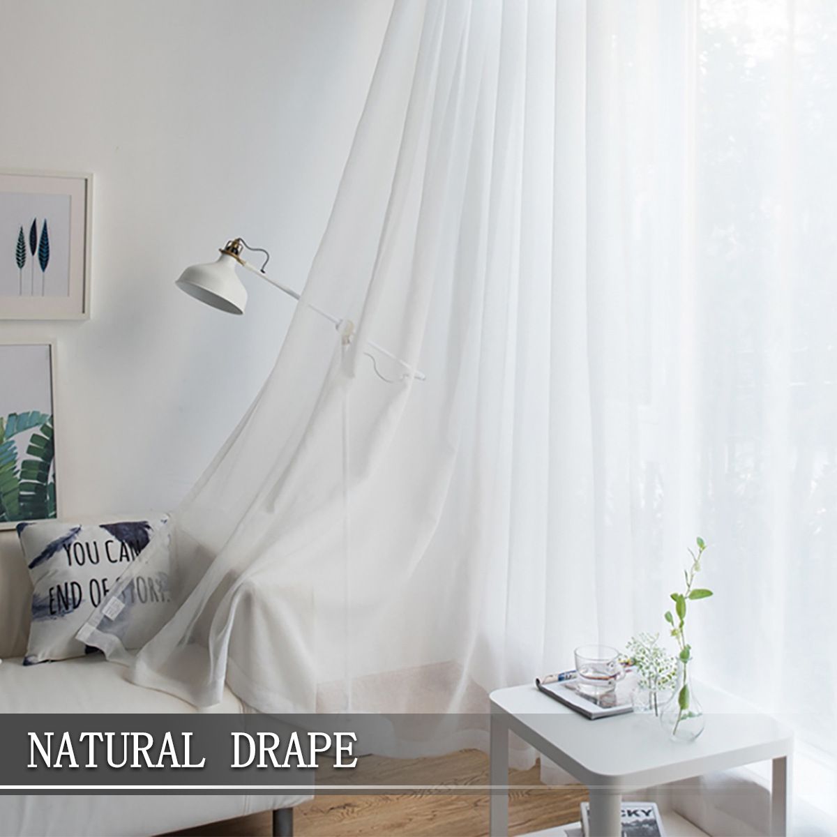 Linen Sheer Curtains for Bedroom, Beige Curtains 84 inches Long for Living Room, Natural Flax Blend Window Draperies for Farmhouse Curtain, Rod Pocket 2 Panels - Image 2