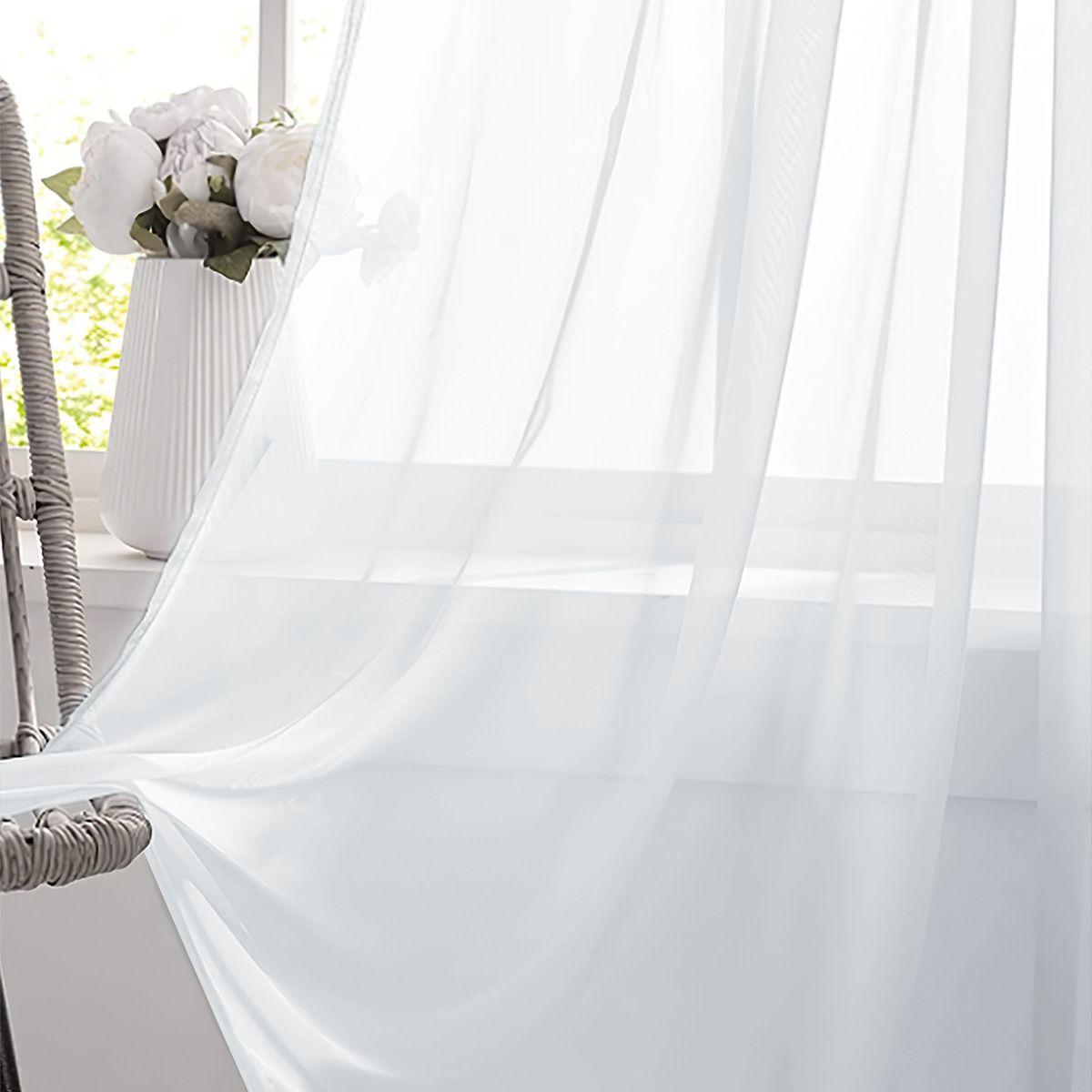 Linen Sheer Curtains for Bedroom, Beige Curtains 84 inches Long for Living Room, Natural Flax Blend Window Draperies for Farmhouse Curtain, Rod Pocket 2 Panels - Image 3