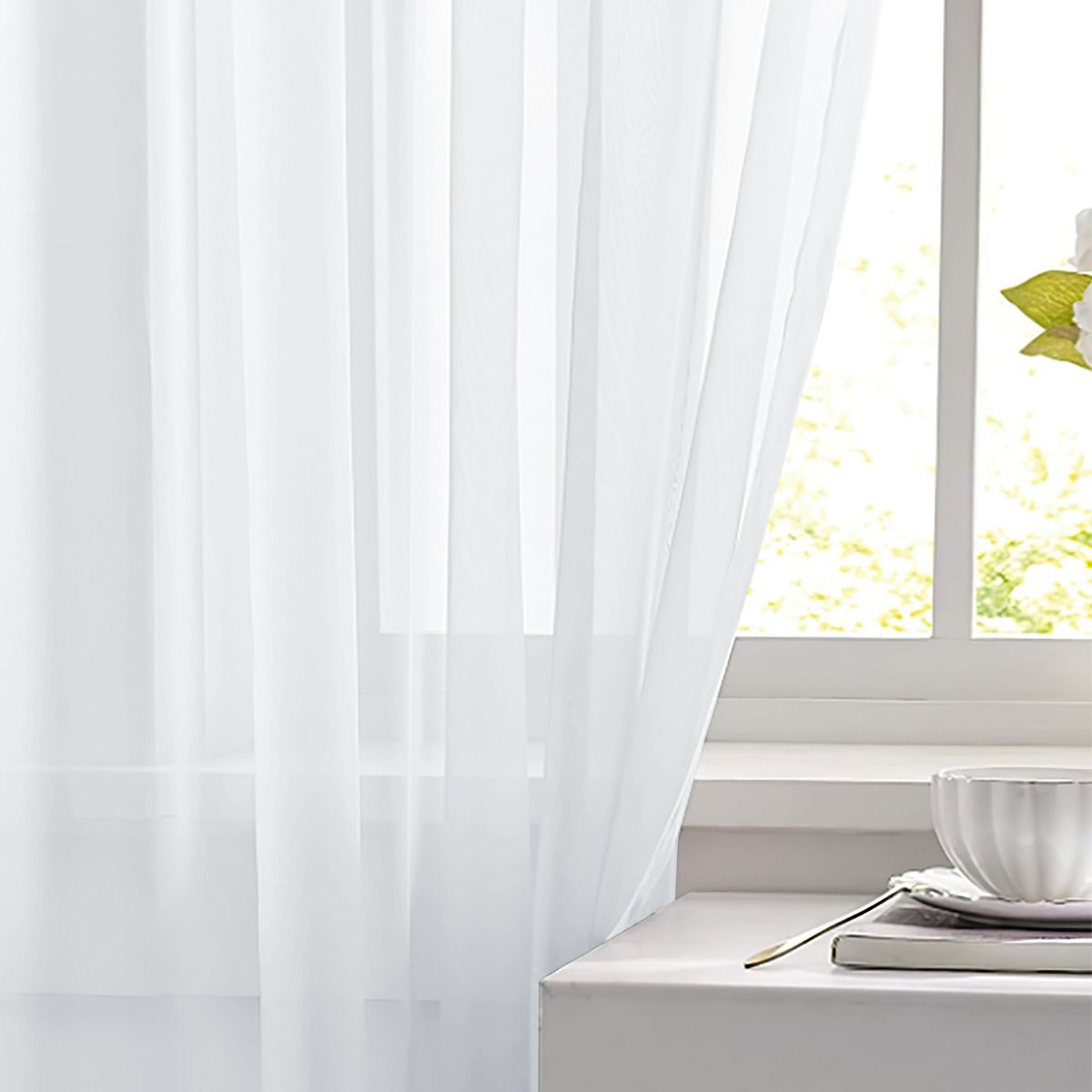 Linen Sheer Curtains for Bedroom, Beige Curtains 84 inches Long for Living Room, Natural Flax Blend Window Draperies for Farmhouse Curtain, Rod Pocket 2 Panels - Image 5