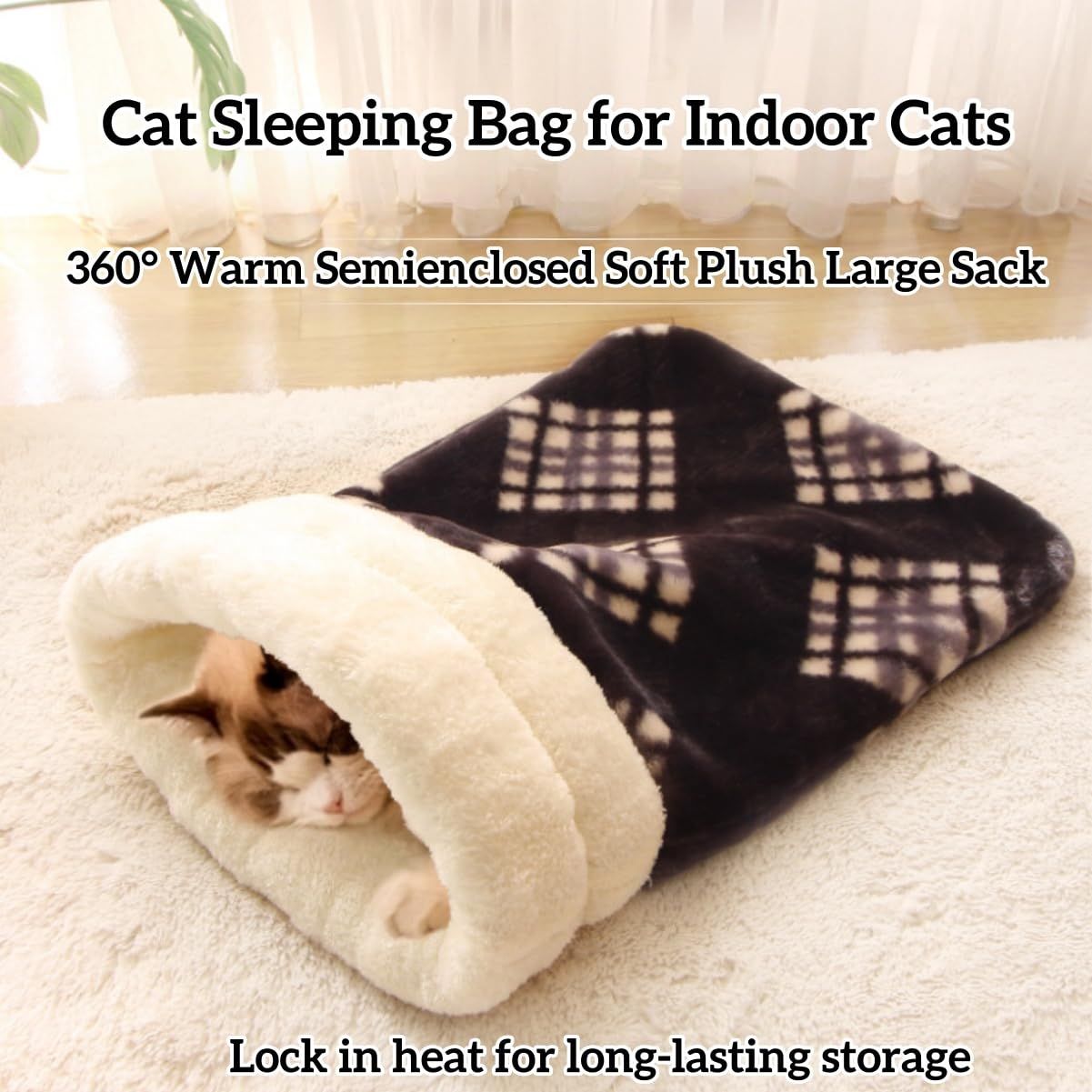 Cat Bed Cave Sleeping Bag, Pet Mat Warming Pad Sack for Cats and Small Dog,Burrowing Cozy Soft Comfortable Bed(for Small and Medium Cats) - Image 2