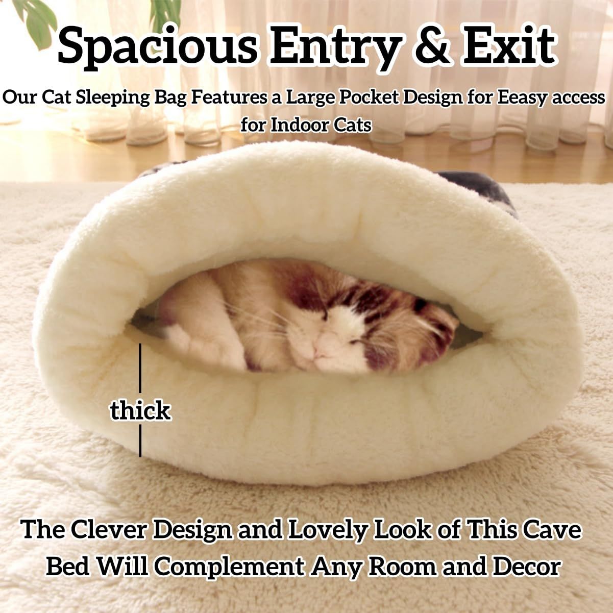 Cat Bed Cave Sleeping Bag, Pet Mat Warming Pad Sack for Cats and Small Dog,Burrowing Cozy Soft Comfortable Bed(for Small and Medium Cats) - Image 3