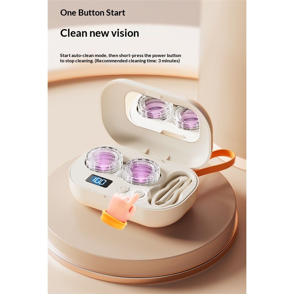 Portable Ultrasonic Contact Lens Cleaner with USB Charger - Fit Disposable Soft, Colored & RGP Lenses - Travel & Home - Image 5
