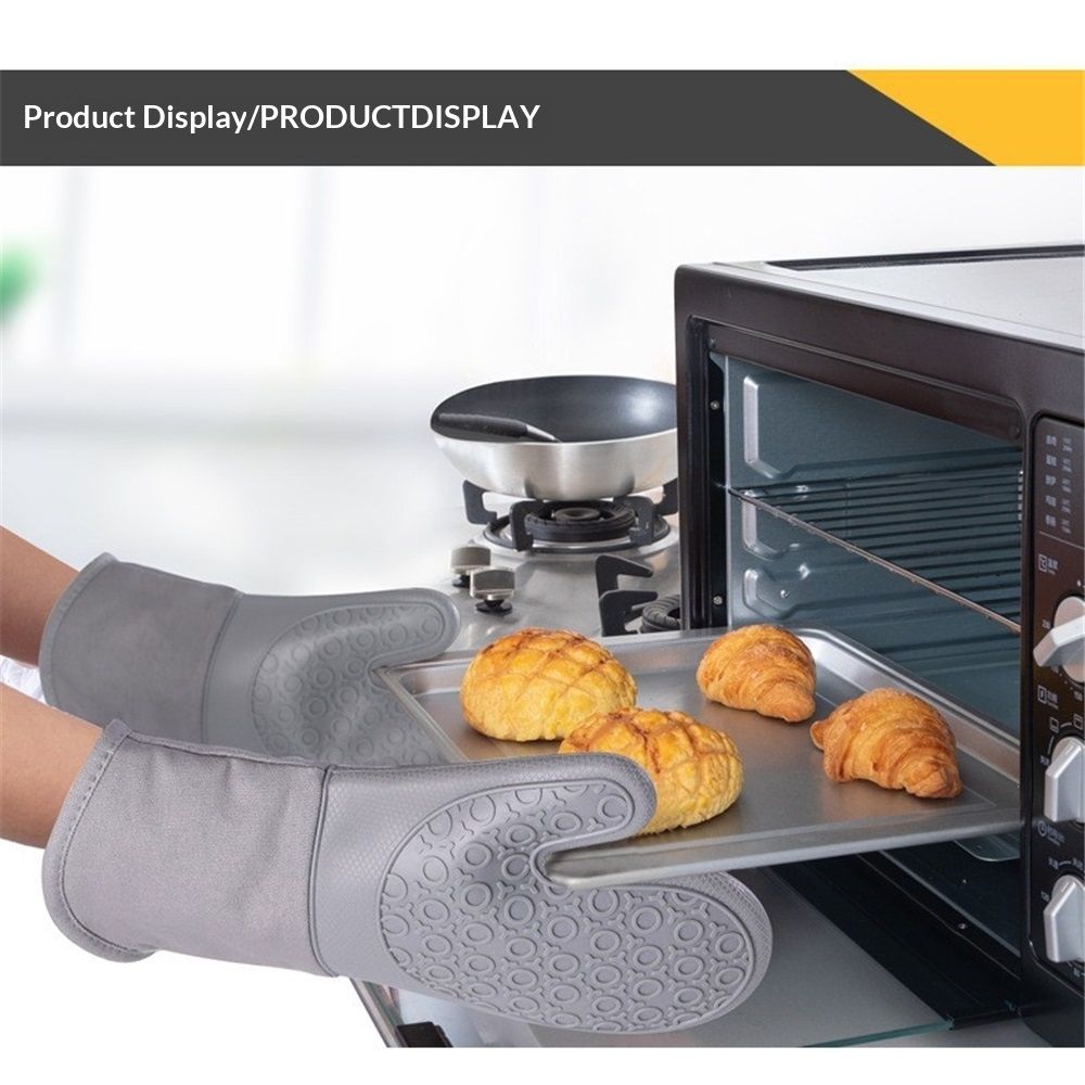 7PCS Oven Mitts and Pot Holders Sets - 480°F Heat Resistant Pot Holders and Oven Mitts, Extra Long Silicone Oven Mitts for Cooking, Non-Slip Oven Mitt with Soft Cotton Lining - Image 4