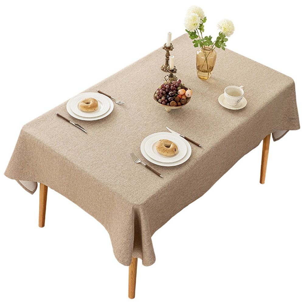 Rectangle Tablecloth Washable Wrinkle Resistant and Water Proof Table Cloth Decorative Linen Fabric Tablecloths for Dining Parties Kitchen Wedding and Outdoor Use (khaki, 55x87 in) - Image 1