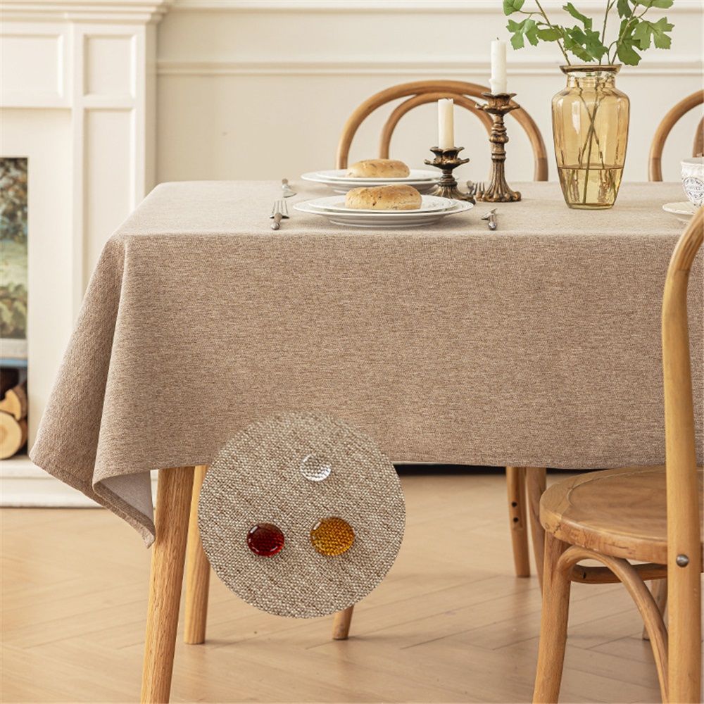 Rectangle Tablecloth Washable Wrinkle Resistant and Water Proof Table Cloth Decorative Linen Fabric Tablecloths for Dining Parties Kitchen Wedding and Outdoor Use (khaki, 55x87 in) - Image 2