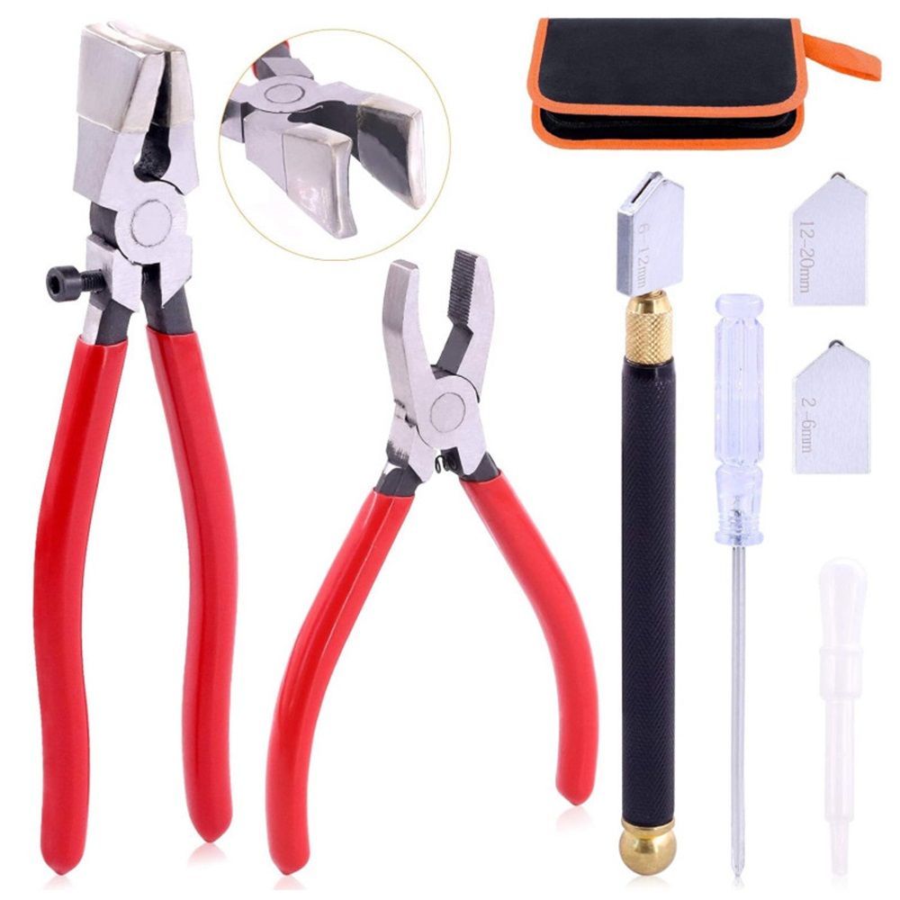 Premium Glass Running Breaking Pliers and Class Cutter Kit, Heavy Duty Glass Cutting Tool with Rubber Tip, Work Great for Stained Glass, Mosaics, Fusing, Breaking - Image 1