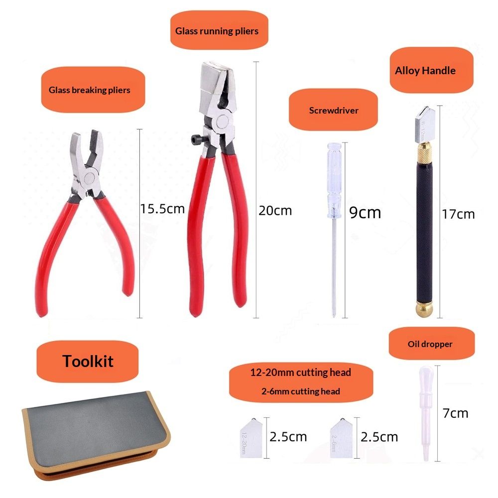 Premium Glass Running Breaking Pliers and Class Cutter Kit, Heavy Duty Glass Cutting Tool with Rubber Tip, Work Great for Stained Glass, Mosaics, Fusing, Breaking - Image 4