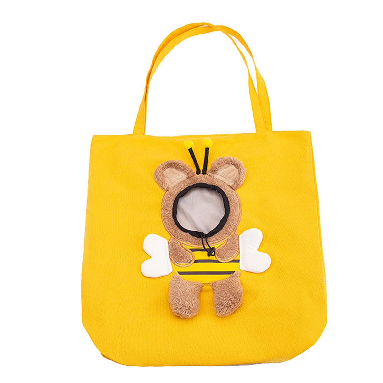 Bee-Shaped Show Head Pet Canvas Shaped Shoulder Bag，Pet Out Bag, Outcrop, Pet Out Shoulder Bag. (Bee-Large) - Image 1
