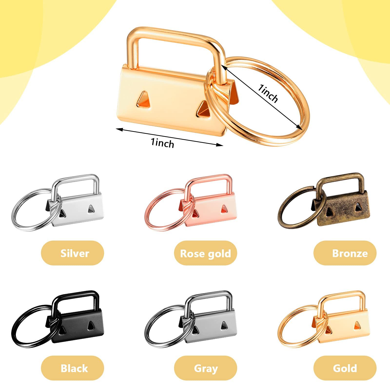 72 Pieces Key Fob Hardware Set Including 24 Wristlet with Keyring, Colorful Leather Keychain Tassel and Swivel Snap Hooks for Supplies, 6 Colors, Multicolor, Large - Image 2