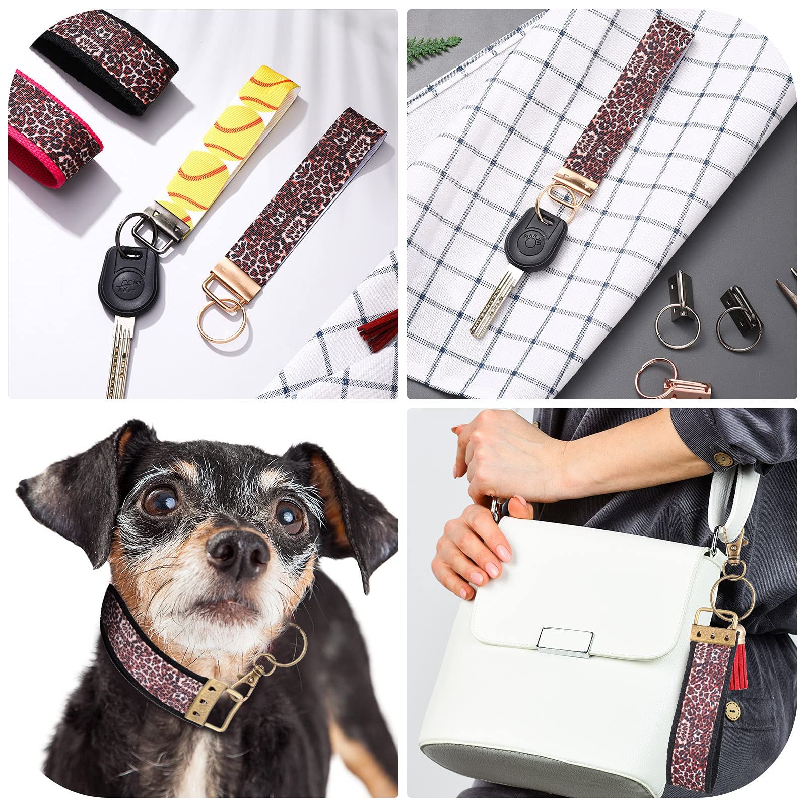 72 Pieces Key Fob Hardware Set Including 24 Wristlet with Keyring, Colorful Leather Keychain Tassel and Swivel Snap Hooks for Supplies, 6 Colors, Multicolor, Large - Image 4