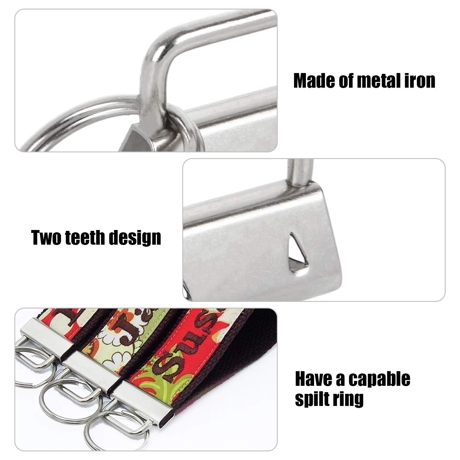100 Pack Key Fob Hardware 25mm Bulk, Silver Tone Key Chain Fob Wristlet with Key Ring for Wristlet Keychain, Key Lanyard, Key Chain Making Hardware Supplies - Image 4