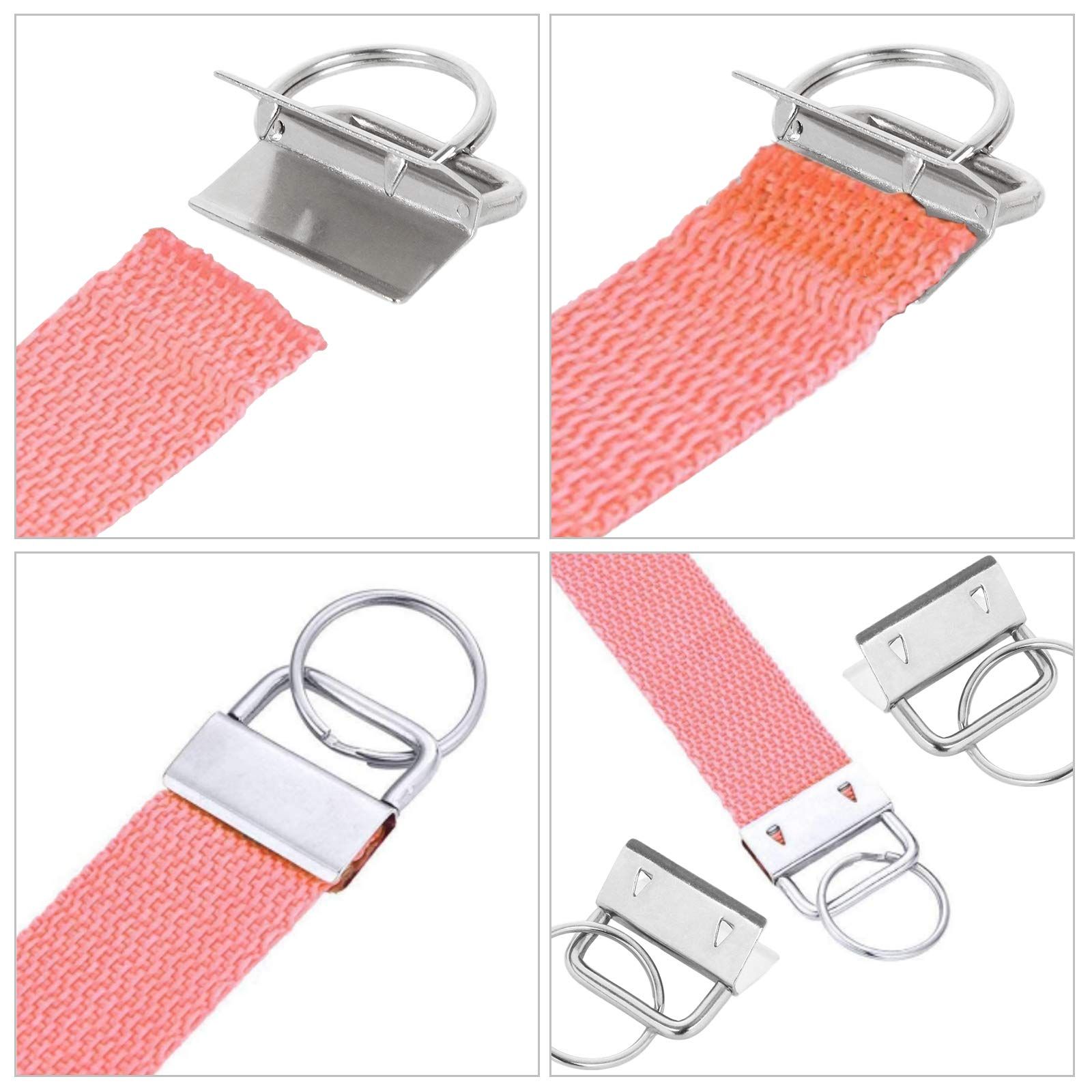 100 Pack Key Fob Hardware 25mm Bulk, Silver Tone Key Chain Fob Wristlet with Key Ring for Wristlet Keychain, Key Lanyard, Key Chain Making Hardware Supplies - Image 5