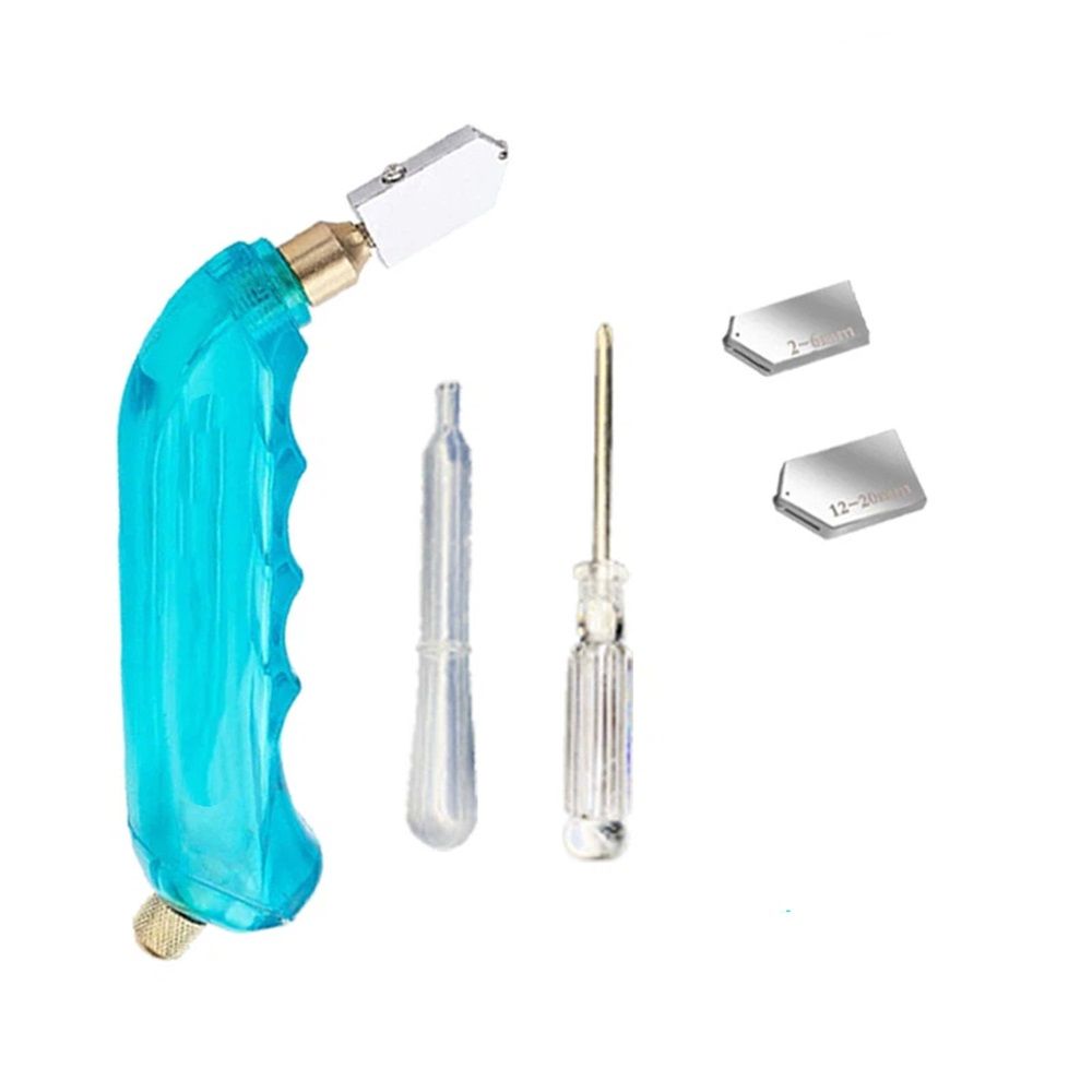 5pcs Pistol Grip Oil Feed Glass Cutter Tungsten Carbide, Professional Stained Glass Cutting Tool with 2 Replaceable Head and Oil Reservoir- 2mm-12mm - Image 1