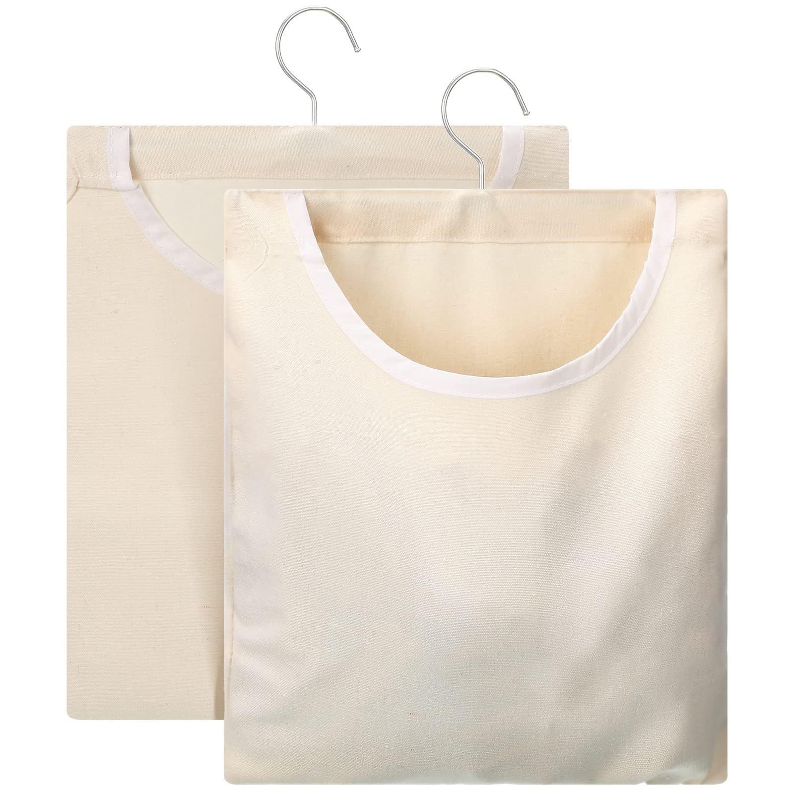 2pcs Canvas Clothespin Bag, Beige (32x27 cm/13.33x11.25 inch), Zipper Closure, Portable Clothes Pin Hanging Bag for Home Balcony Travel beige - Image 1